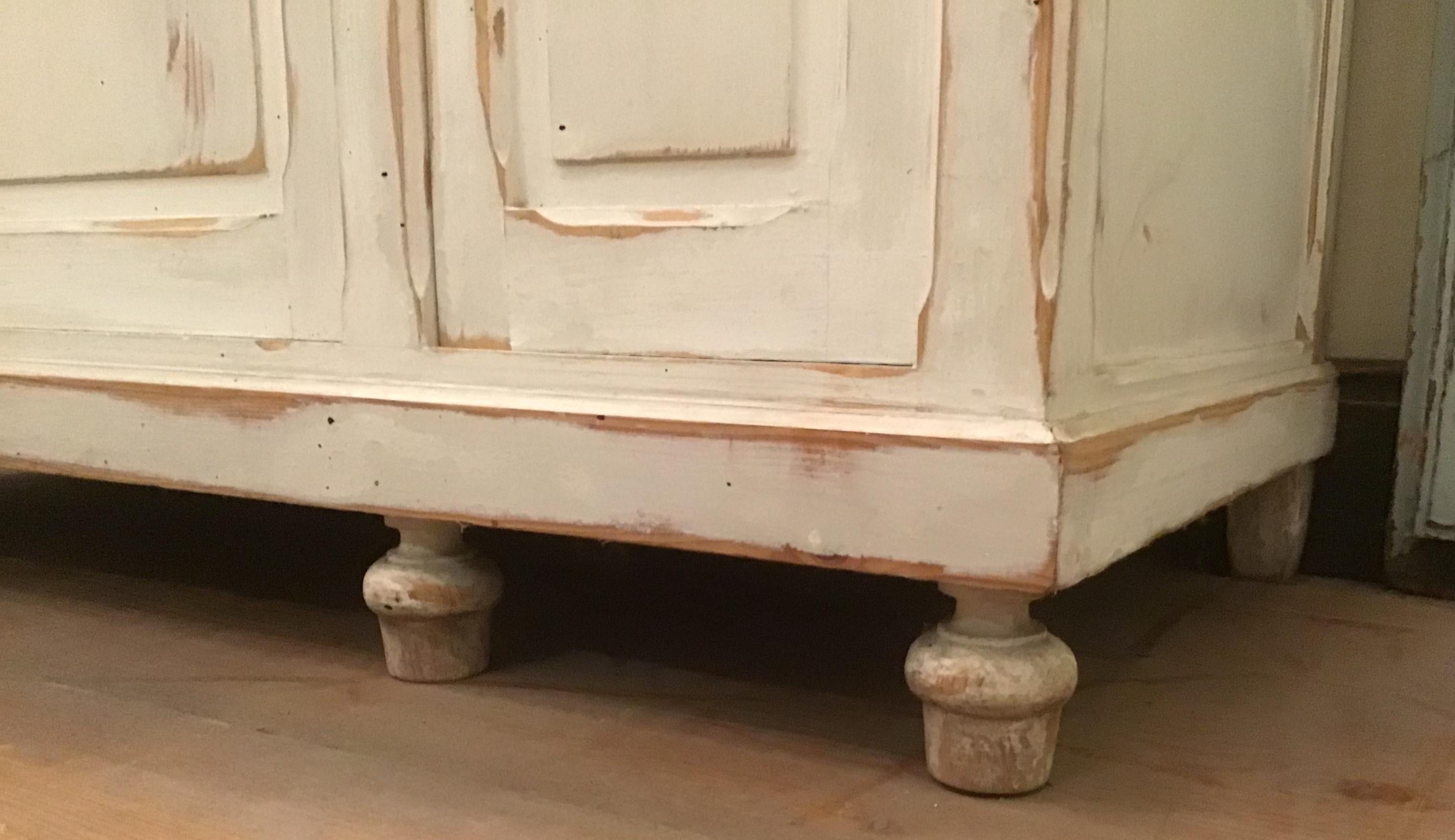 19th Century French Hand-Painted Cupboard Sink with Mirror and Marble Top. 1890s For Sale 4