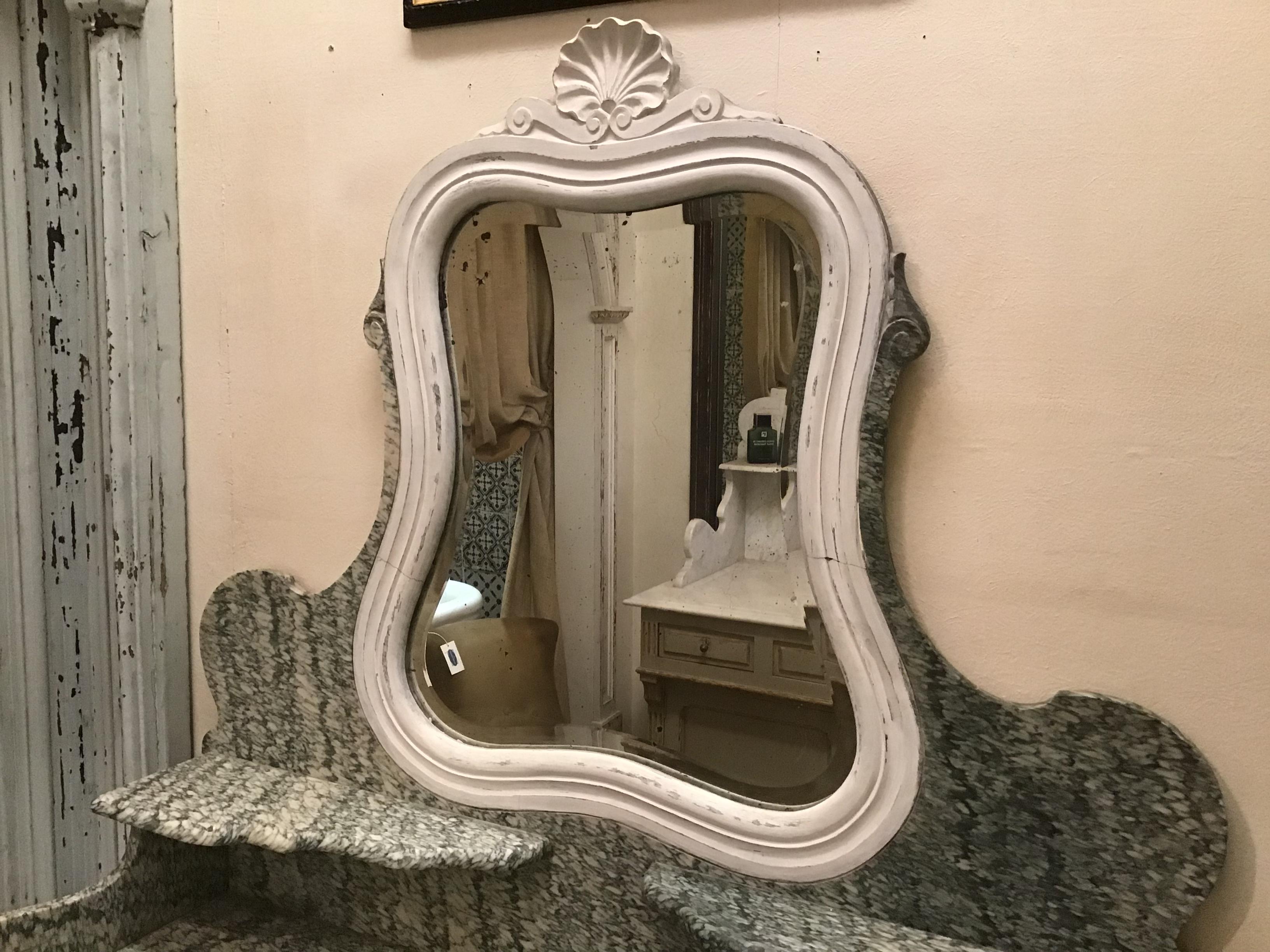 19th Century French Hand-Painted Cupboard Sink with Mirror and Marble Top. 1890s For Sale 6