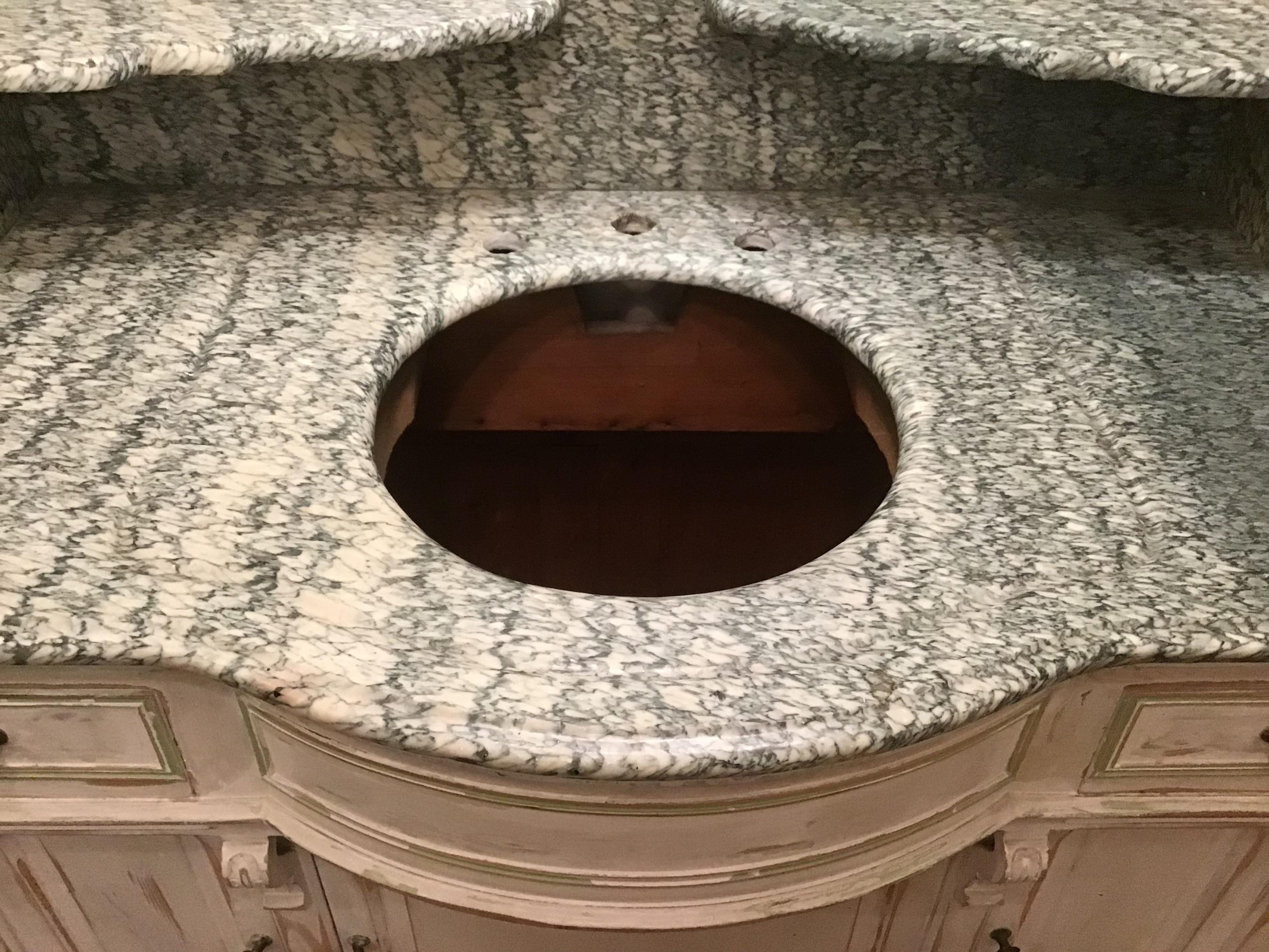 19th Century French Hand-Painted Cupboard Sink with Mirror and Marble Top. 1890s For Sale 8