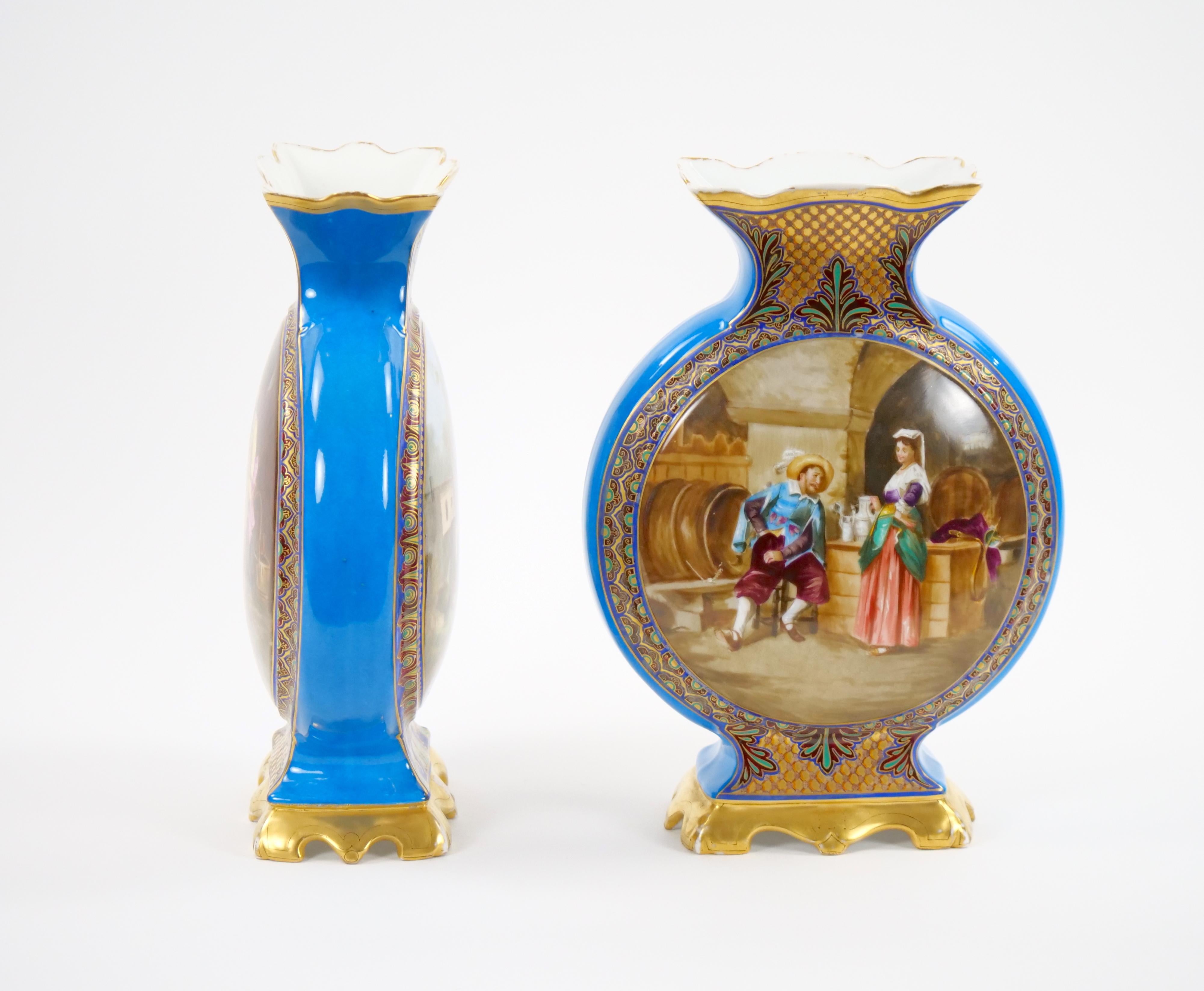 19th Century French hand Painted / Decorated  Porcelain Vases In Good Condition For Sale In Tarry Town, NY