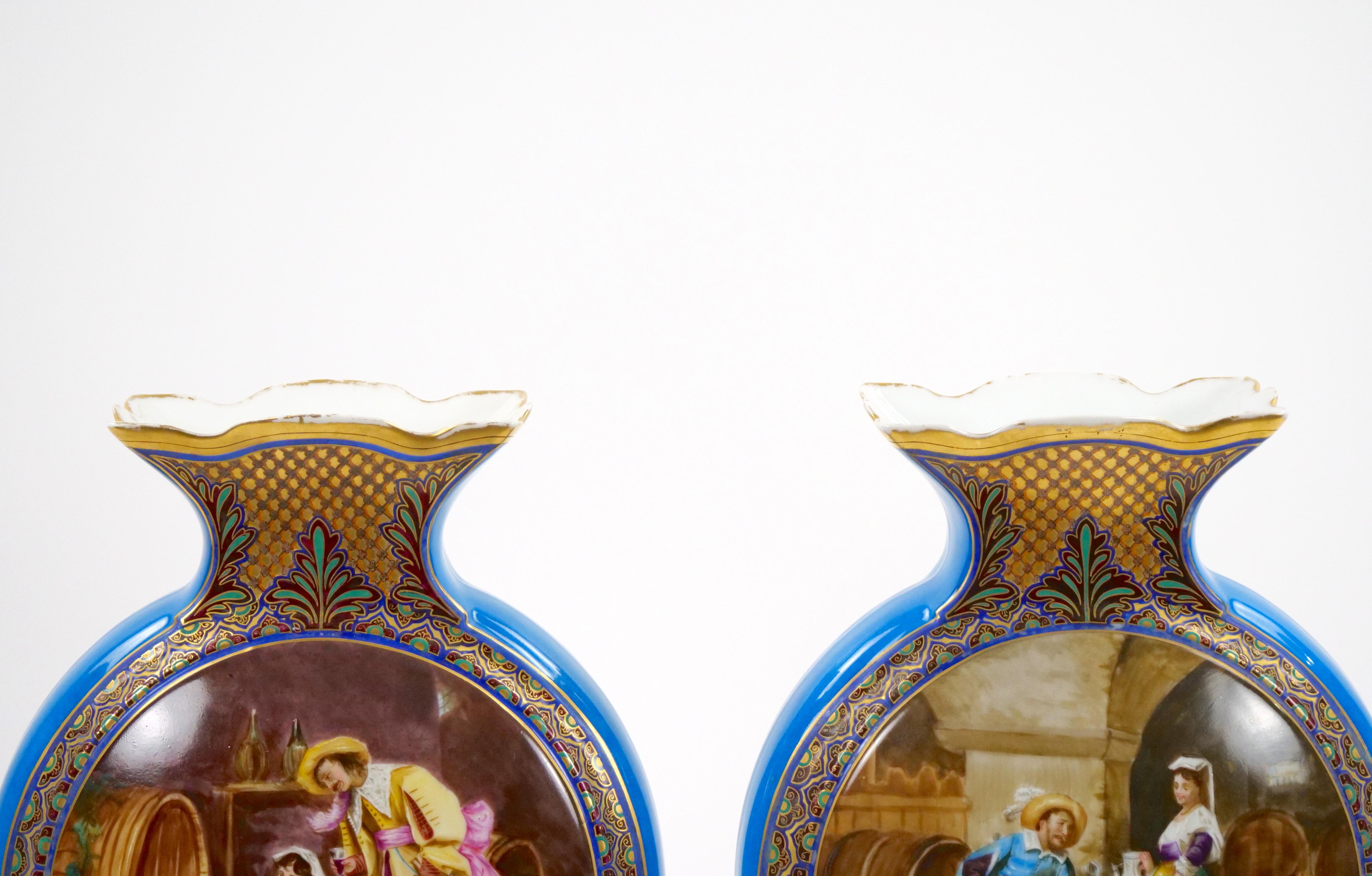 Late 19th Century 19th Century French hand Painted / Decorated  Porcelain Vases For Sale