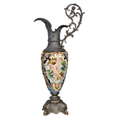 Vaso di faience francese dipinto a mano del XIX secolo