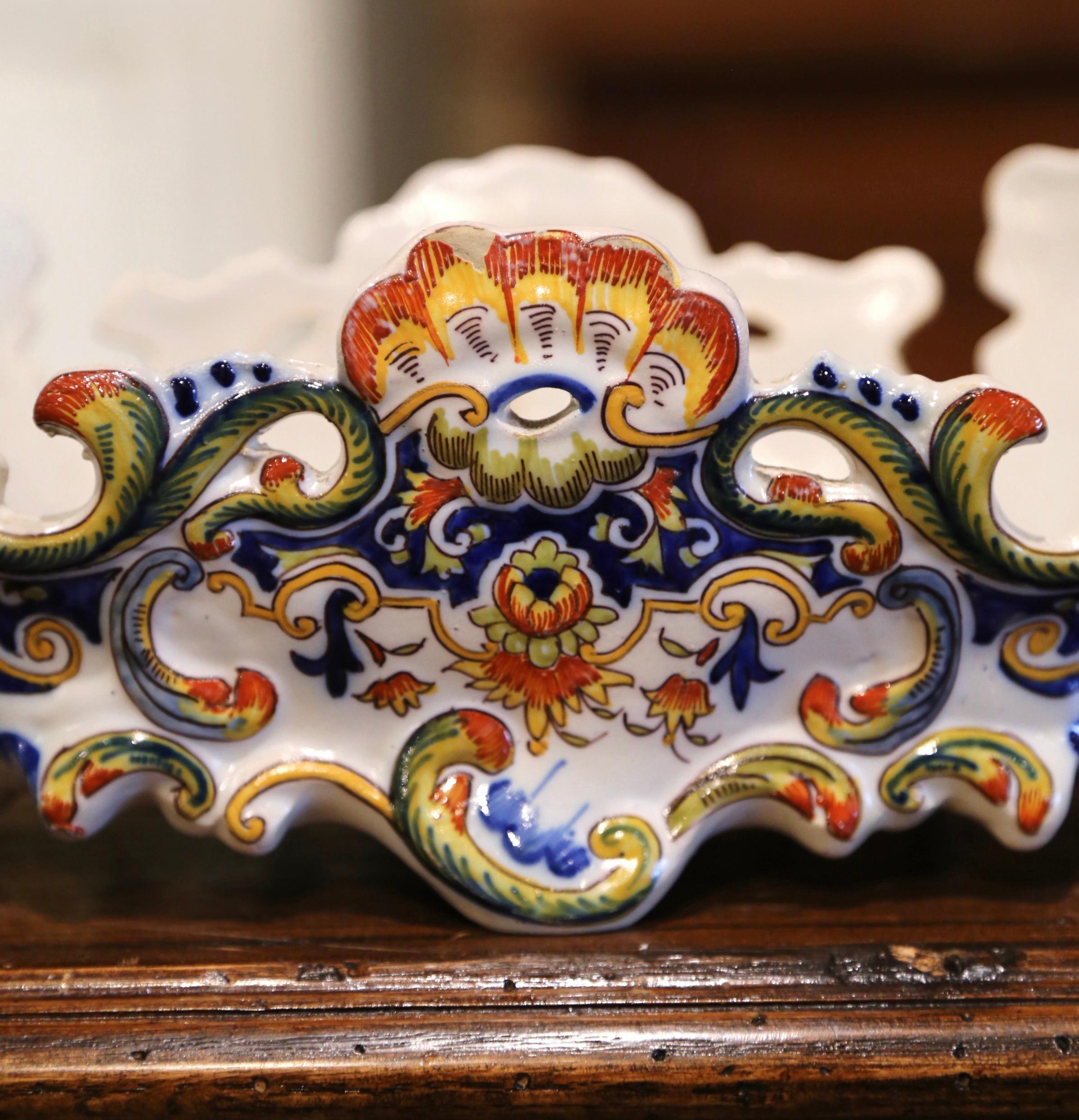Louis XV 19th Century French Hand Painted Faience Jardinière from Normandy
