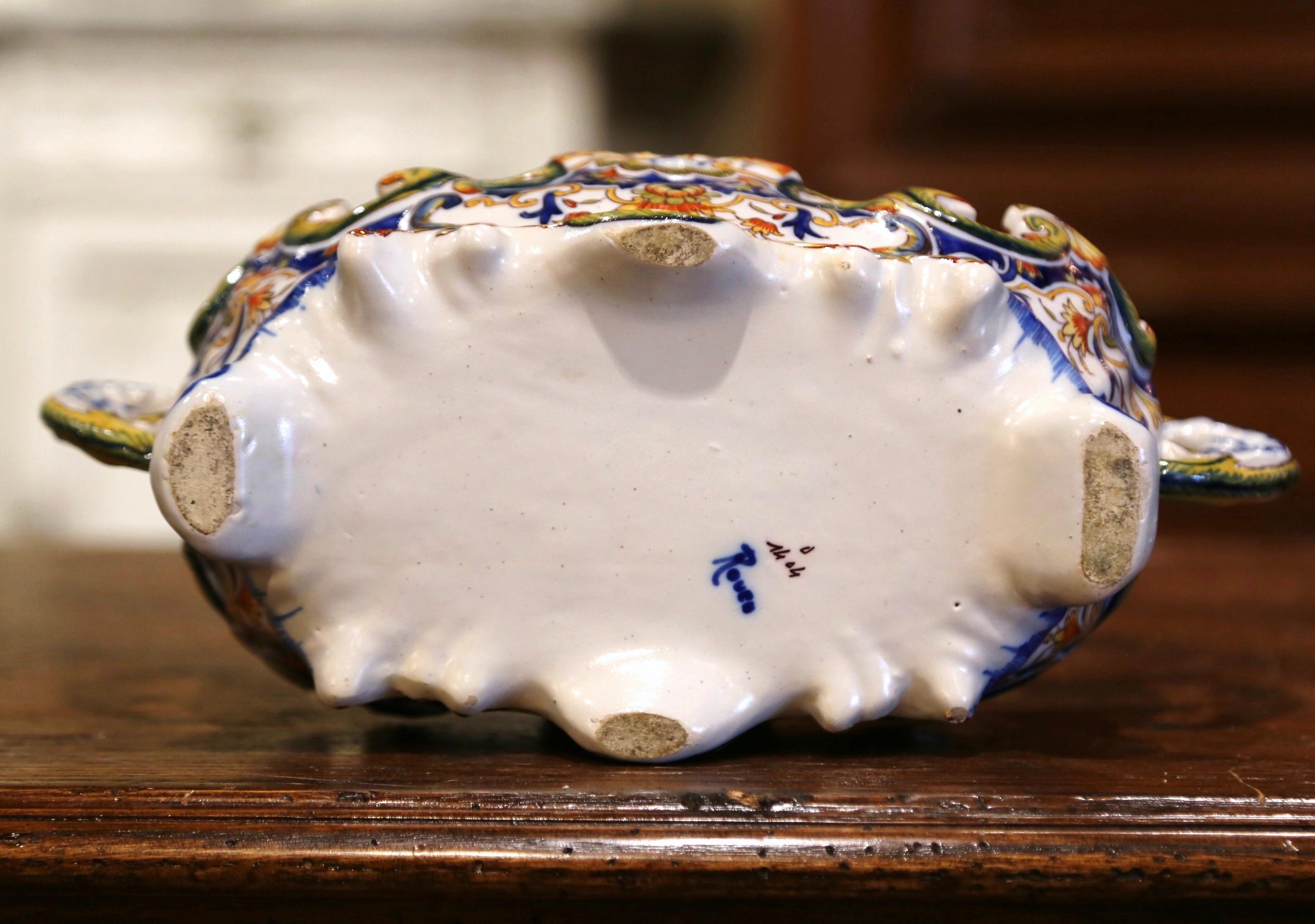 19th Century French Hand Painted Faience Jardinière from Normandy 2