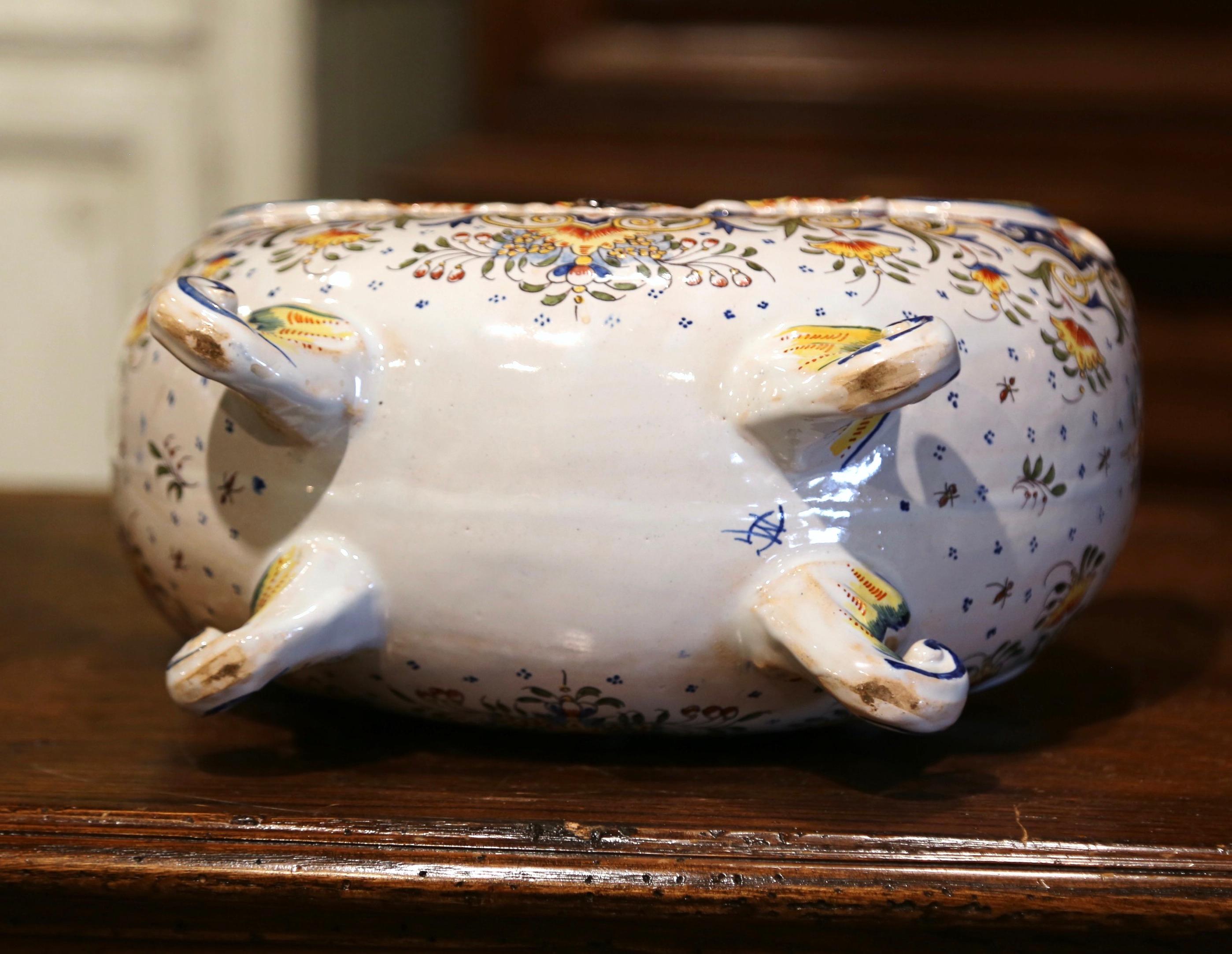 19th Century French Hand Painted Faience Jardinière from Normandy 3