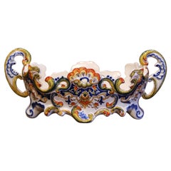 19th Century French Hand Painted Faience Jardinière from Normandy