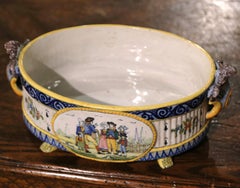 19th Century French Hand Painted Faience Jardinière Signed HB Quimper