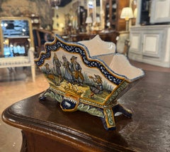 19th Century French Hand Painted Faience Jardiniere Signed Henriot Quimper