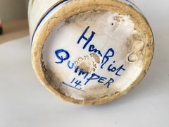 19th Century French Hand-Painted Faience Vase Signed Henriot Quimper