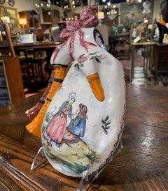 19th Century French Hand Painted Faience Wall Bagpipe from PB Quimper