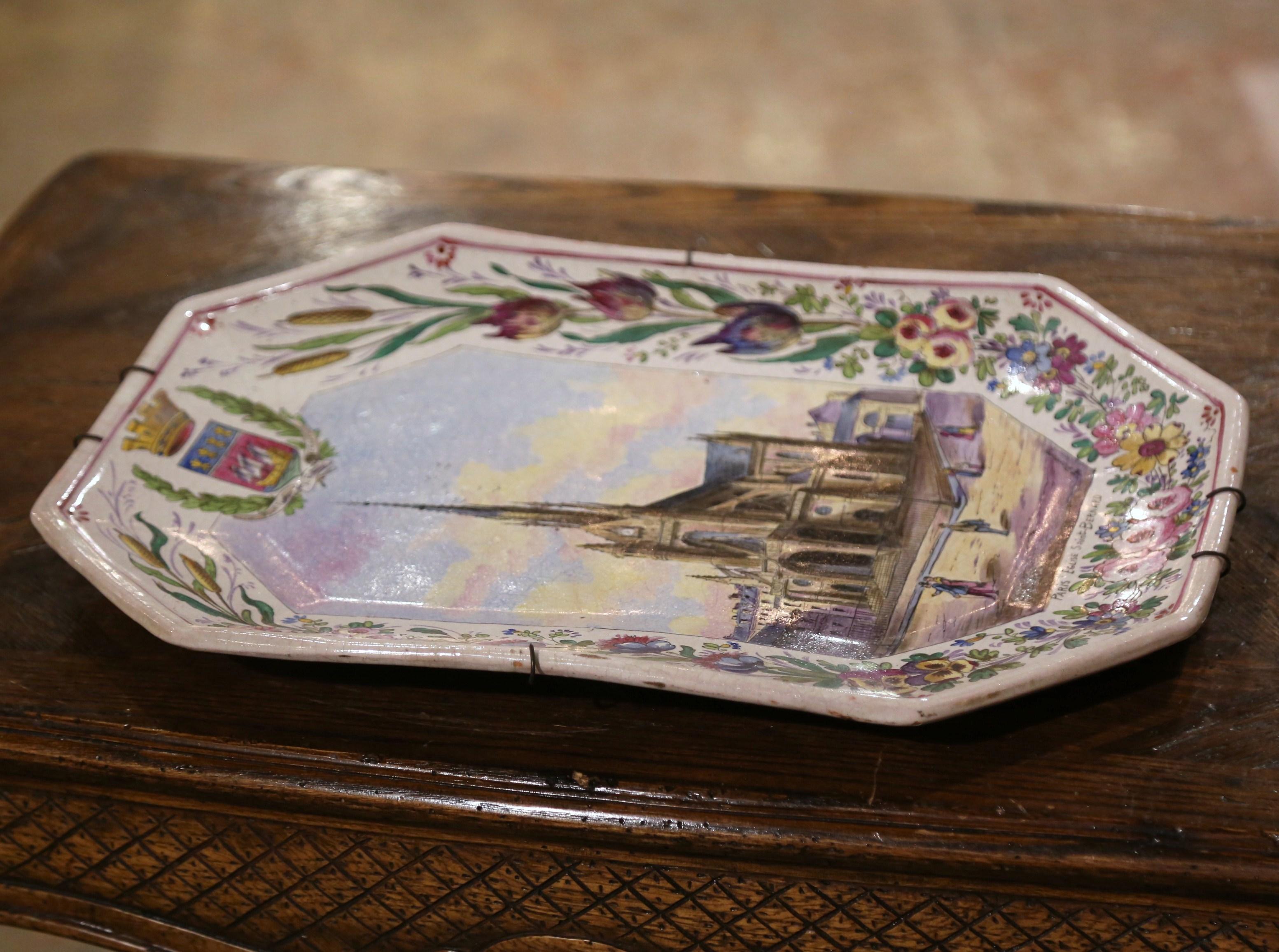 19th Century French Hand Painted Faience Wall Platter 