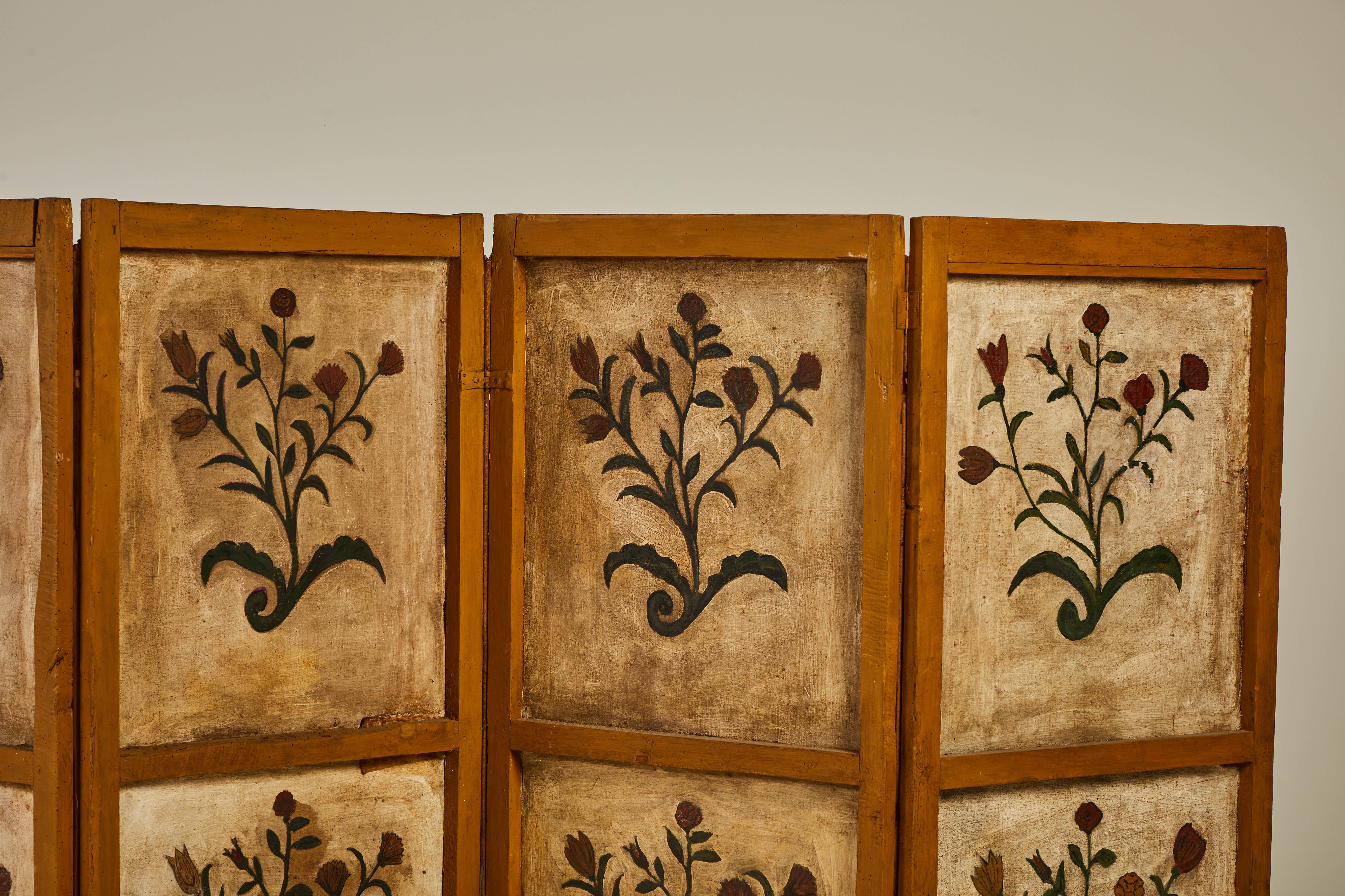 19th Century French Hand Painted Five-Panel Screen 4