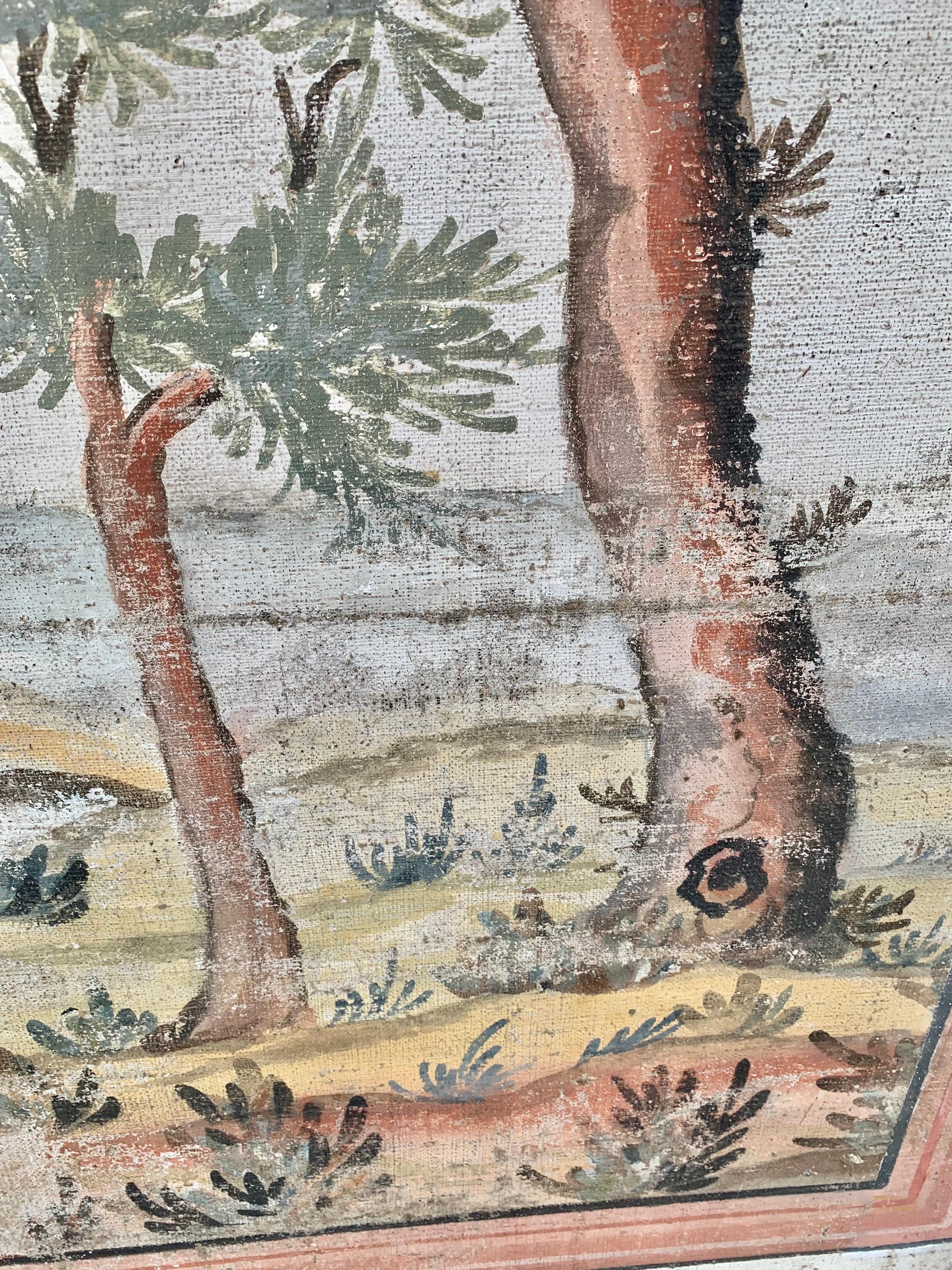 19th Century French Hand Painted Four Panel Folding Screen 6