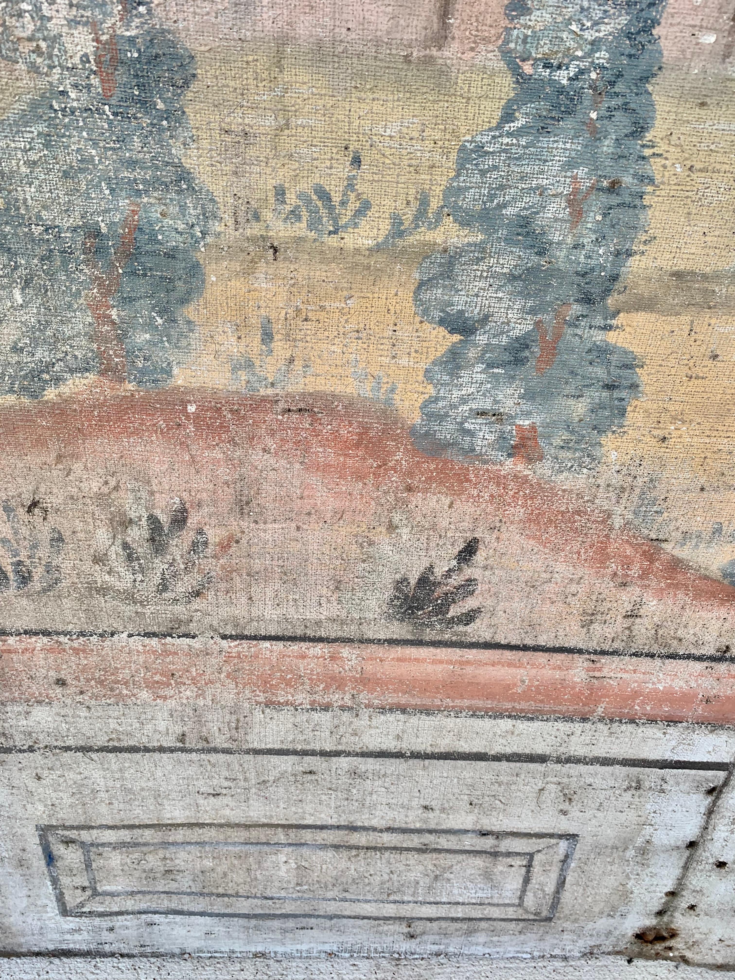19th Century French Hand Painted Four Panel Folding Screen 7