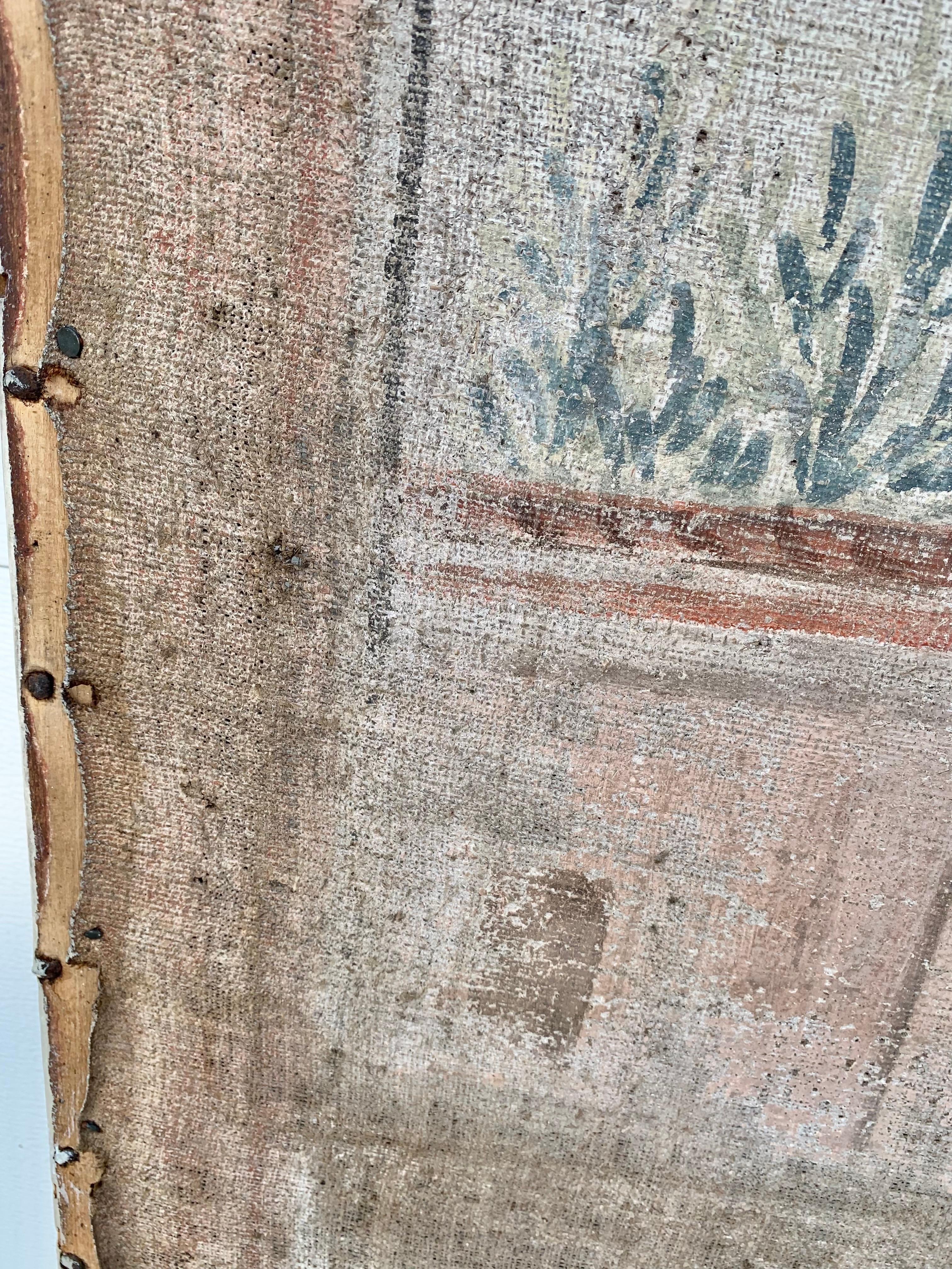 19th Century French Hand Painted Four Panel Folding Screen 8