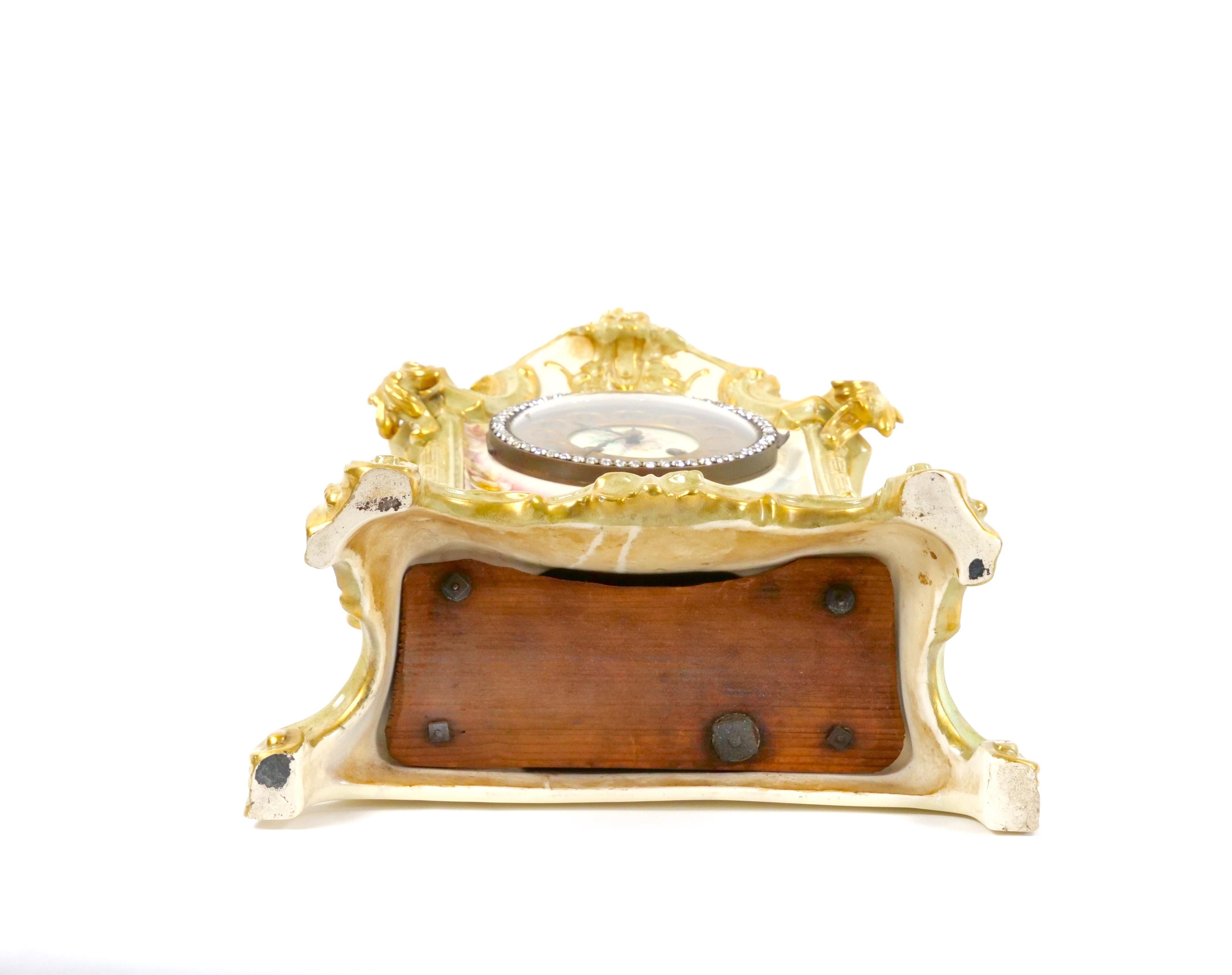 19th Century French Hand Painted/Gilt Decorated Porcelain Mantel Clock 11