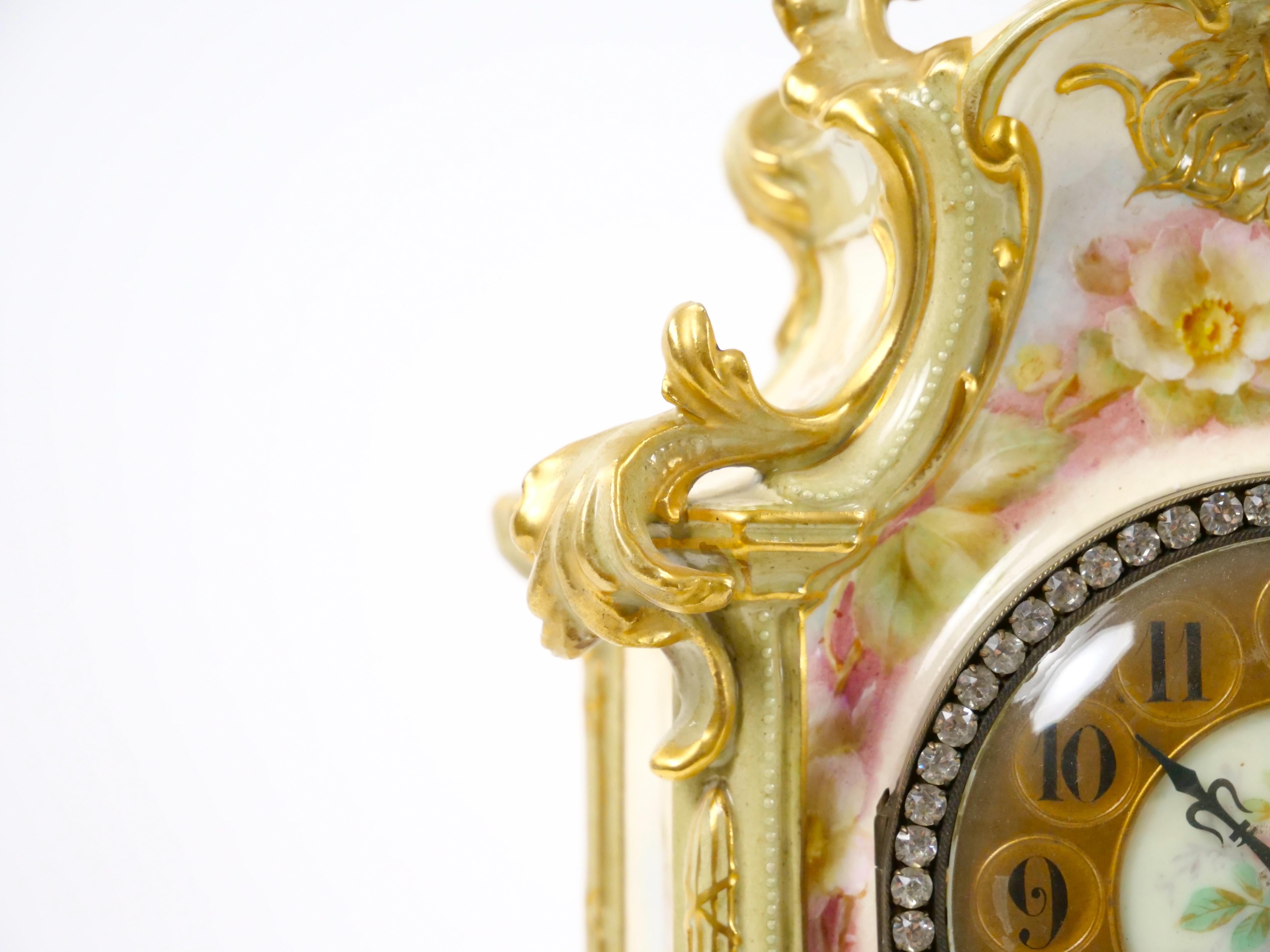 Early 19th Century 19th Century French Hand Painted/Gilt Decorated Porcelain Mantel Clock
