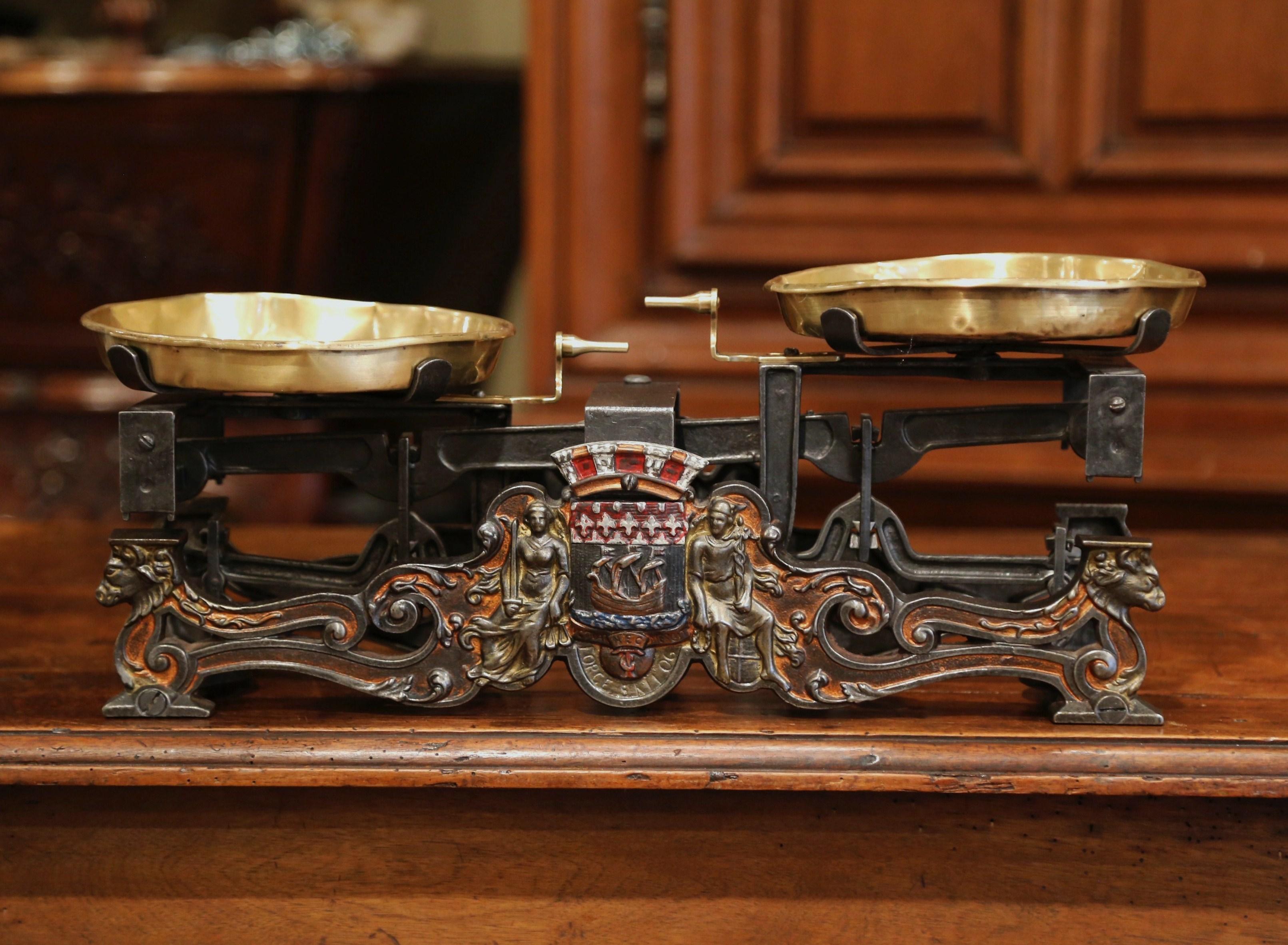 19th Century French Hand Painted Iron and Brass Scale with Paris Coat of Arms 1