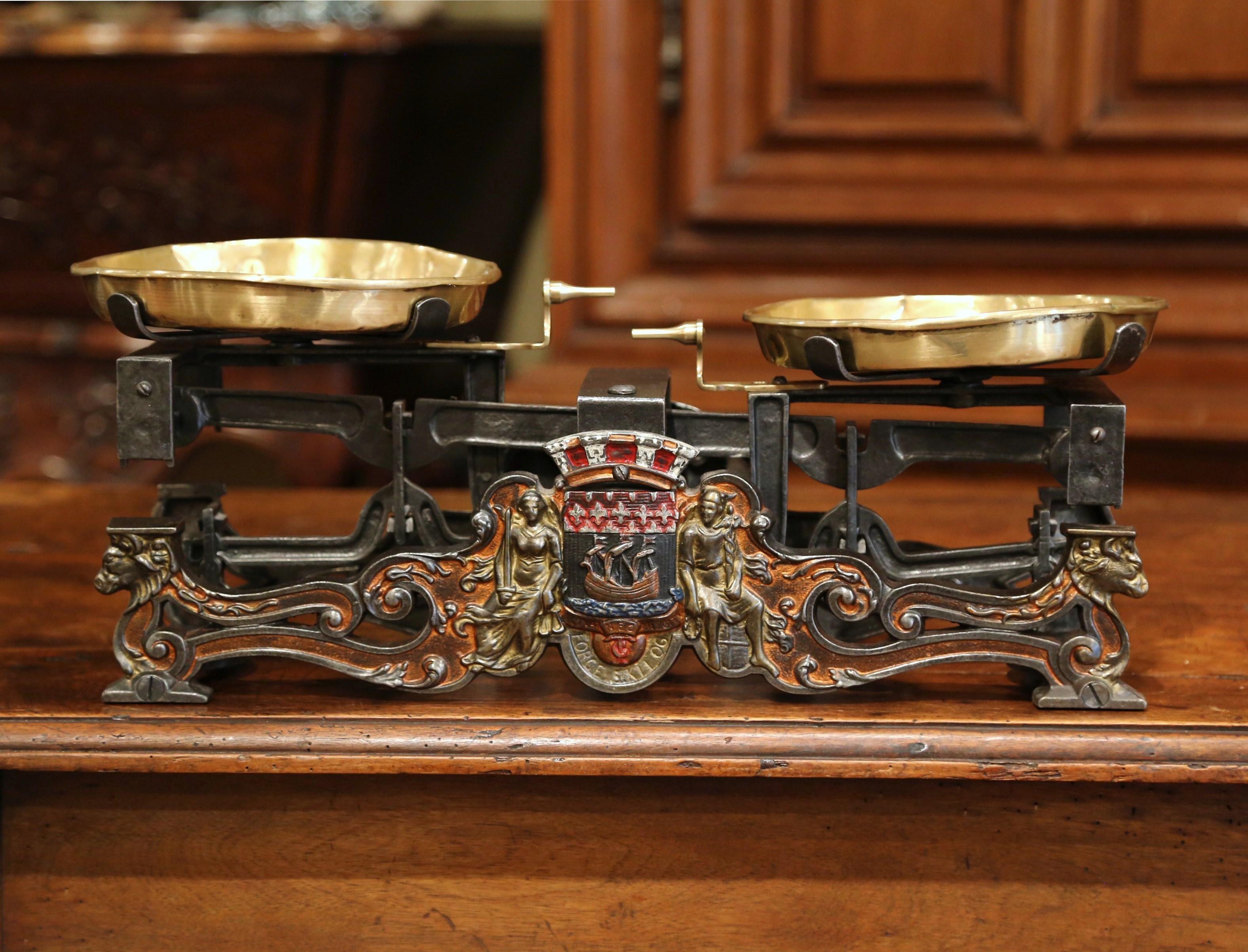 19th Century French Hand Painted Iron and Brass Scale with Paris Coat of Arms 3