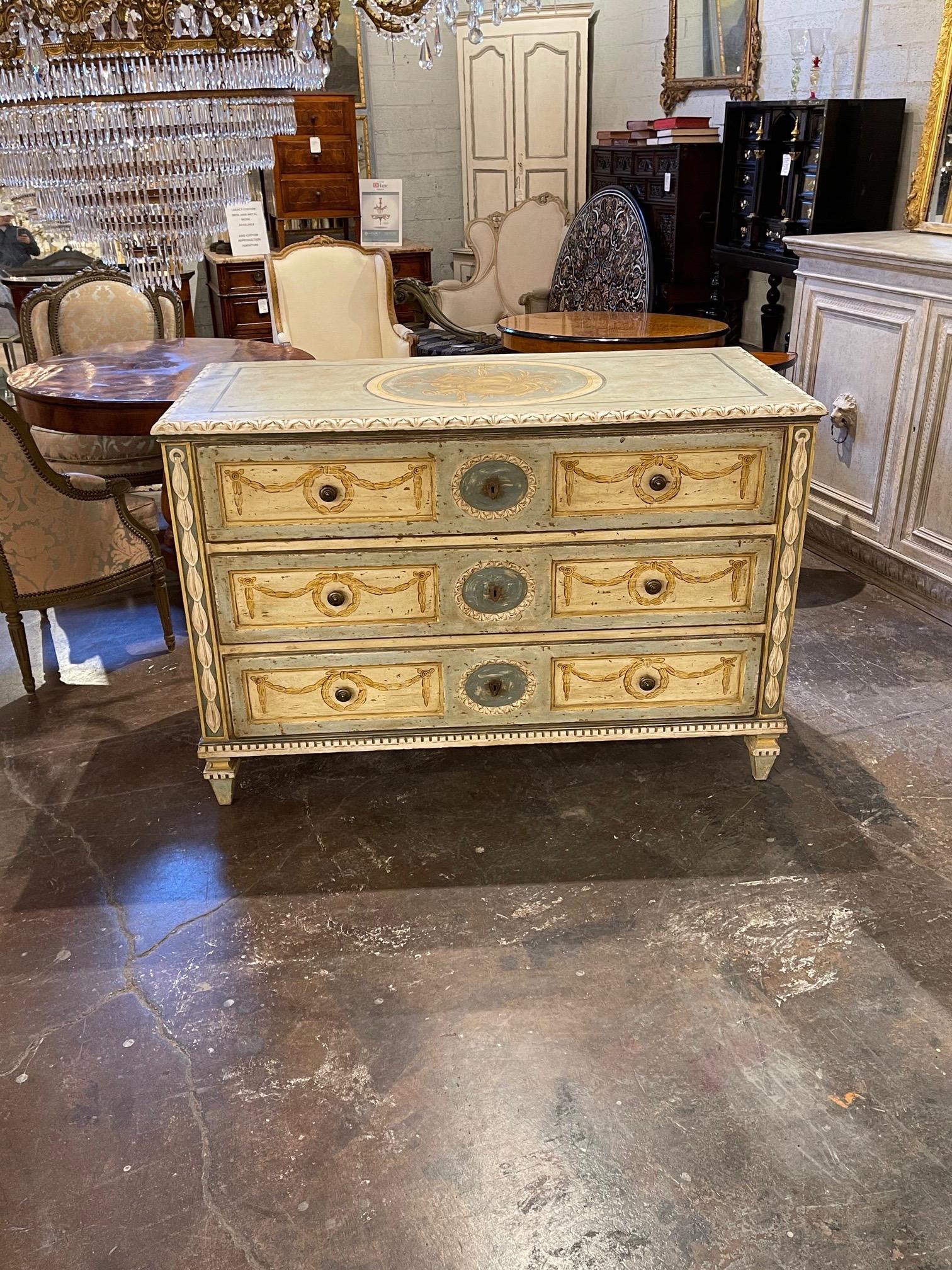 19th Century French Hand Painted Neoclassical Style Commodes In Good Condition In Dallas, TX