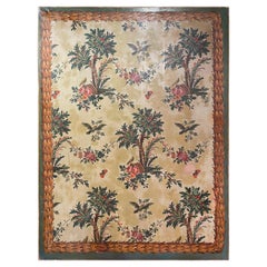 19th Century French Hand Painted Oil on Canvas Painting with Foliage Bird Motifs