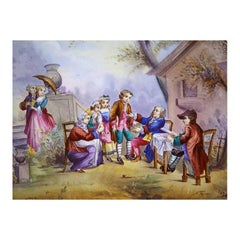 Plato de Pared "Fete Champetre" de Porcelana Francesa Pintada a Mano del Siglo XIX