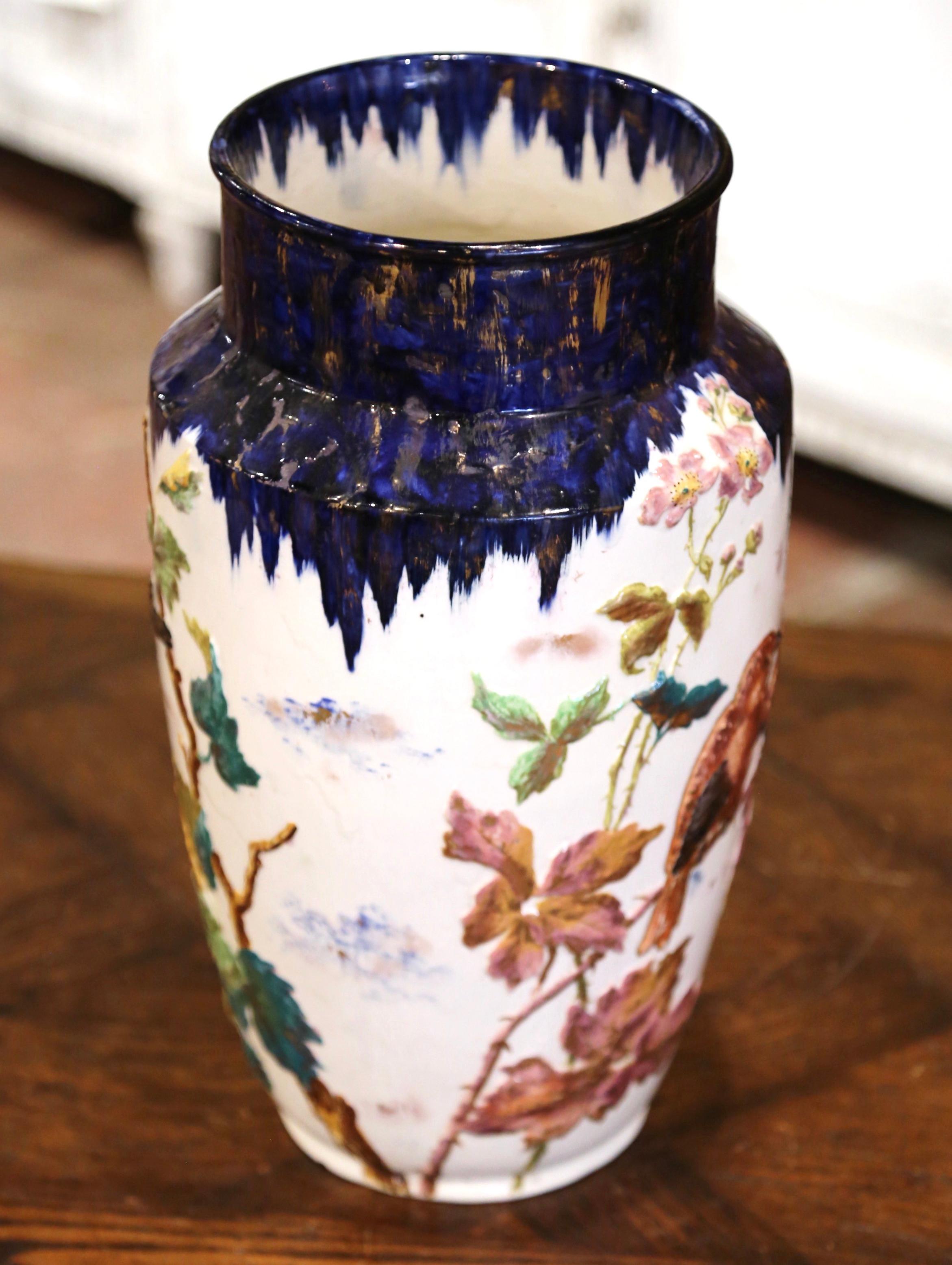 19th Century French Hand Painted Porcelain Vase For Sale 2