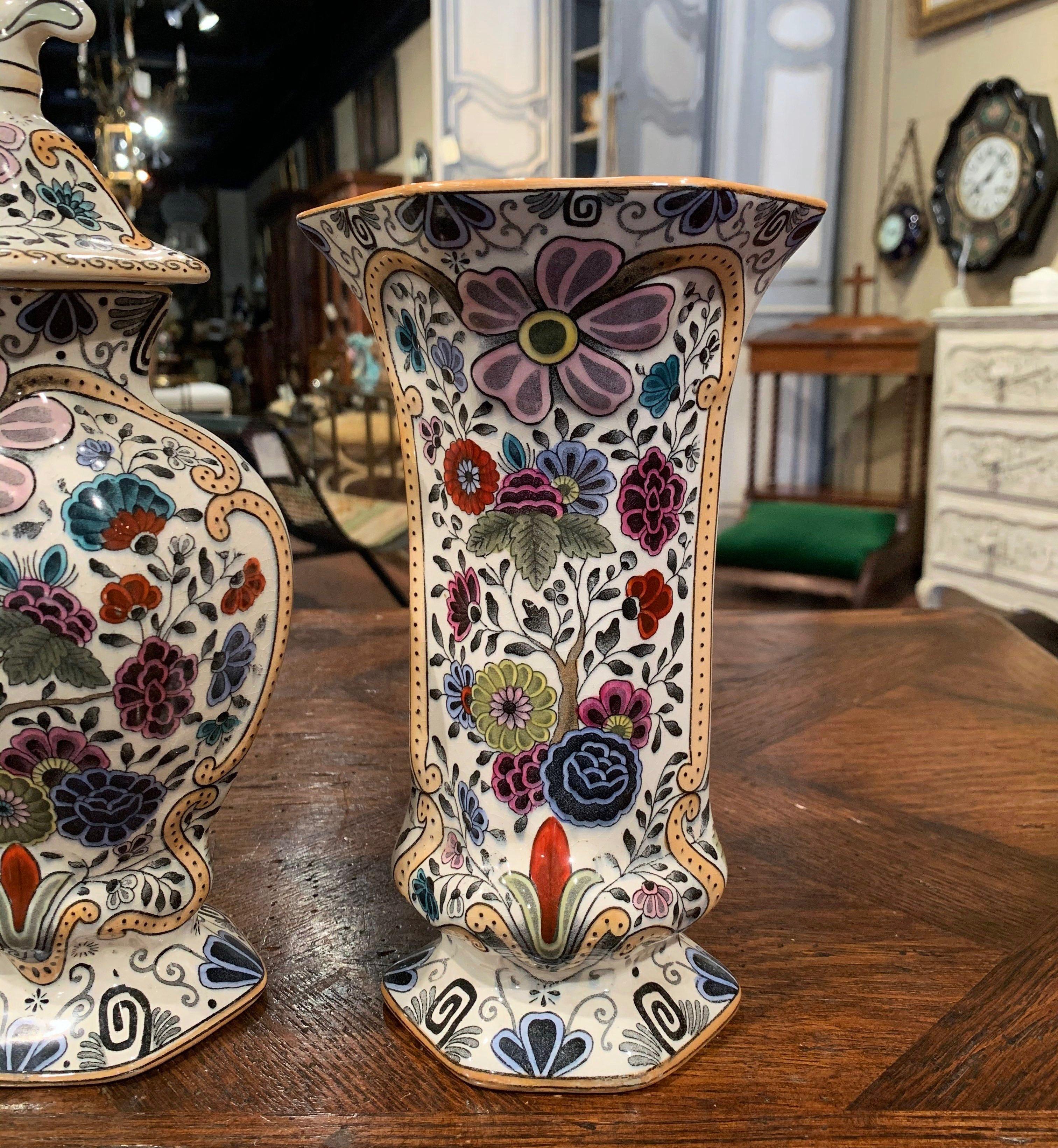 19th Century French Hand Painted Porcelain Vases, Set of Three 6