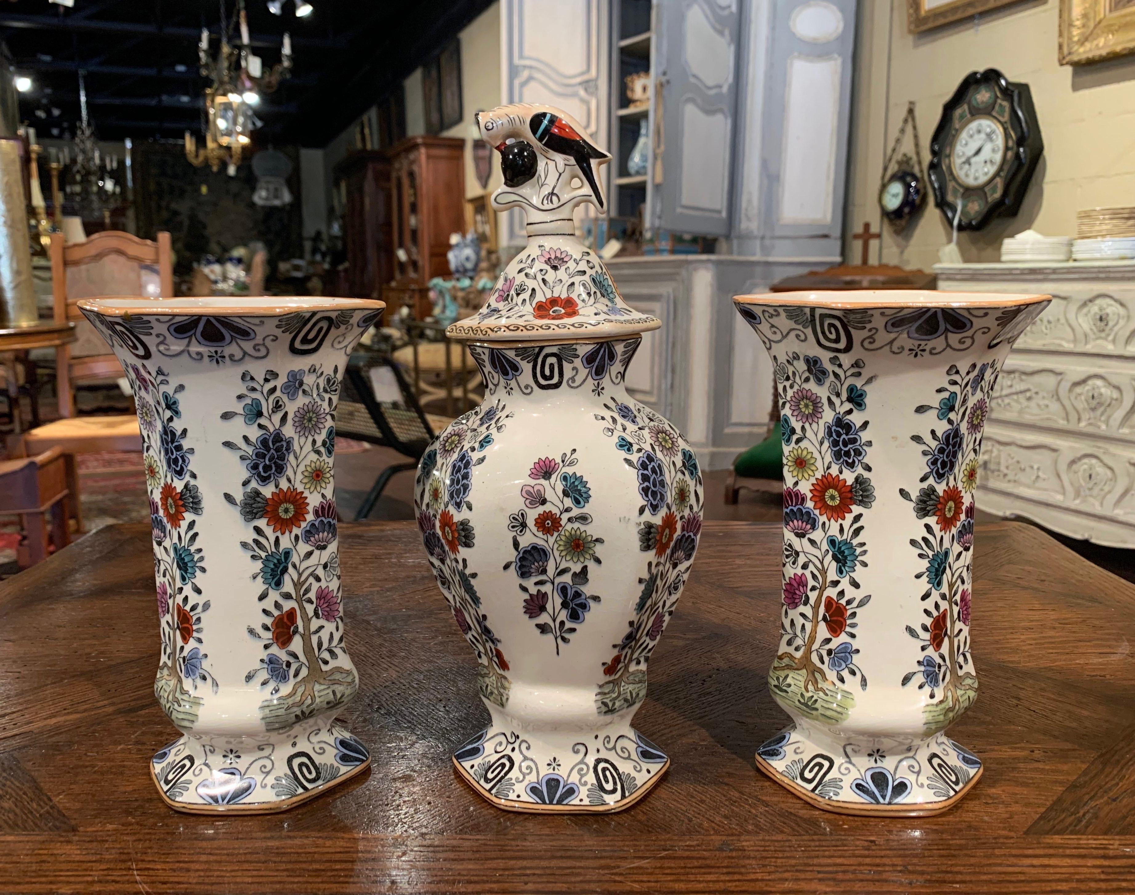 19th Century French Hand Painted Porcelain Vases, Set of Three 2