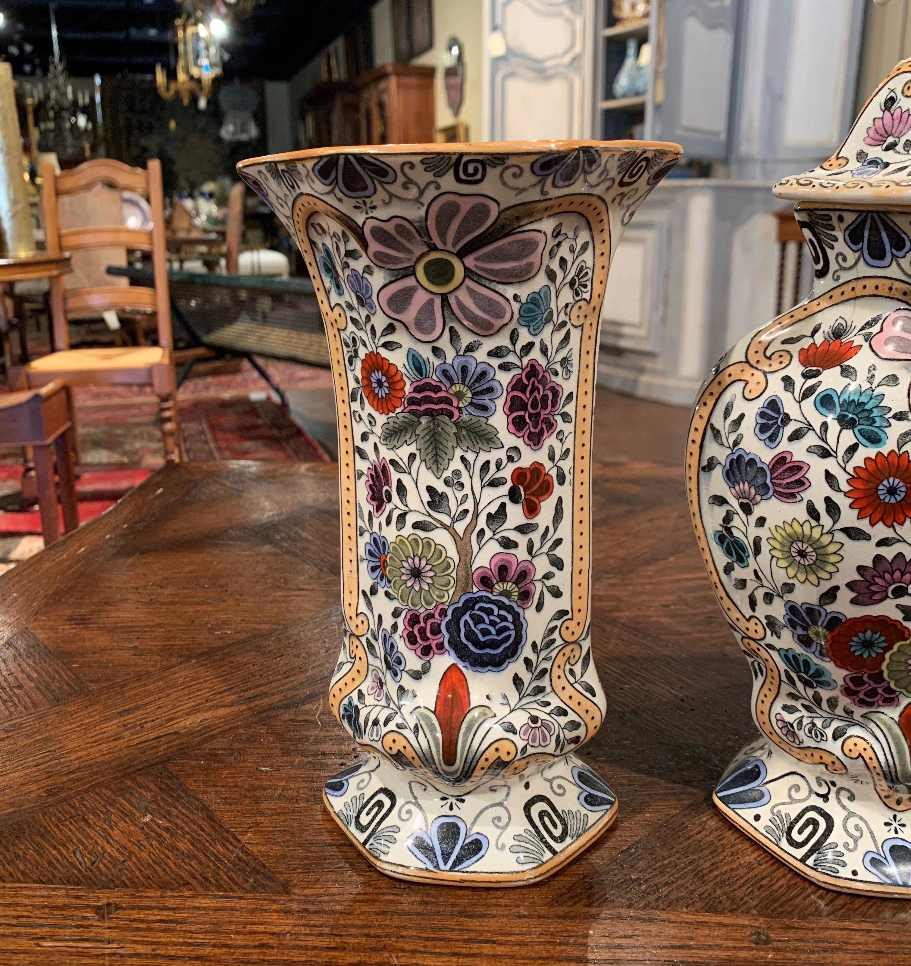 19th Century French Hand Painted Porcelain Vases, Set of Three 5