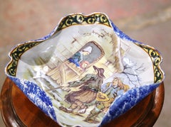 19th Century French Hand Painted Porquier Beau Faience Dish from Quimper