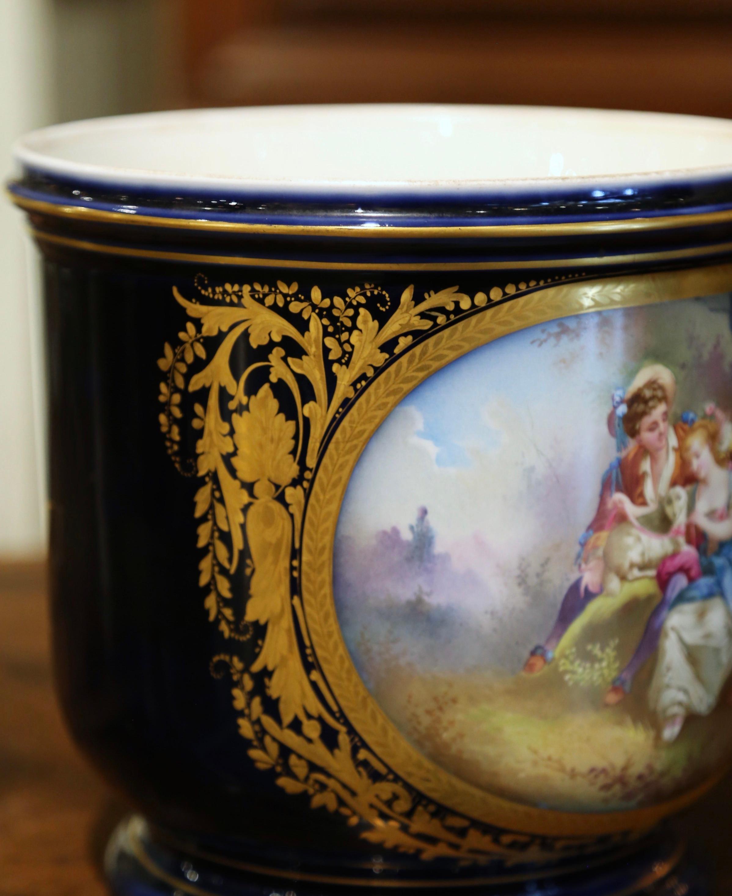 19th Century French Hand Painted Sevres Porcelain Cache Pot Signed E. Grisard 3