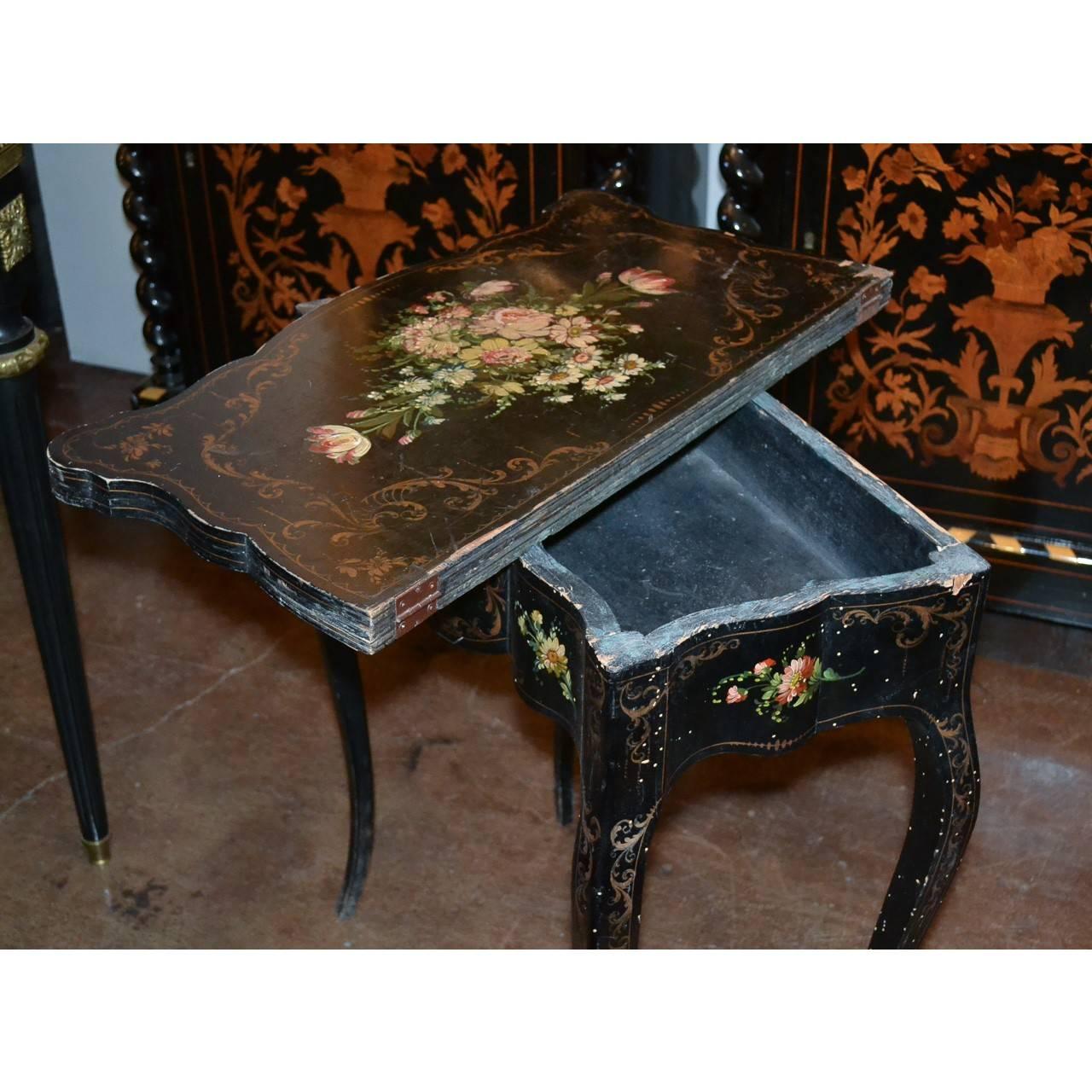 19th Century French Hand-Painted Side Table 1