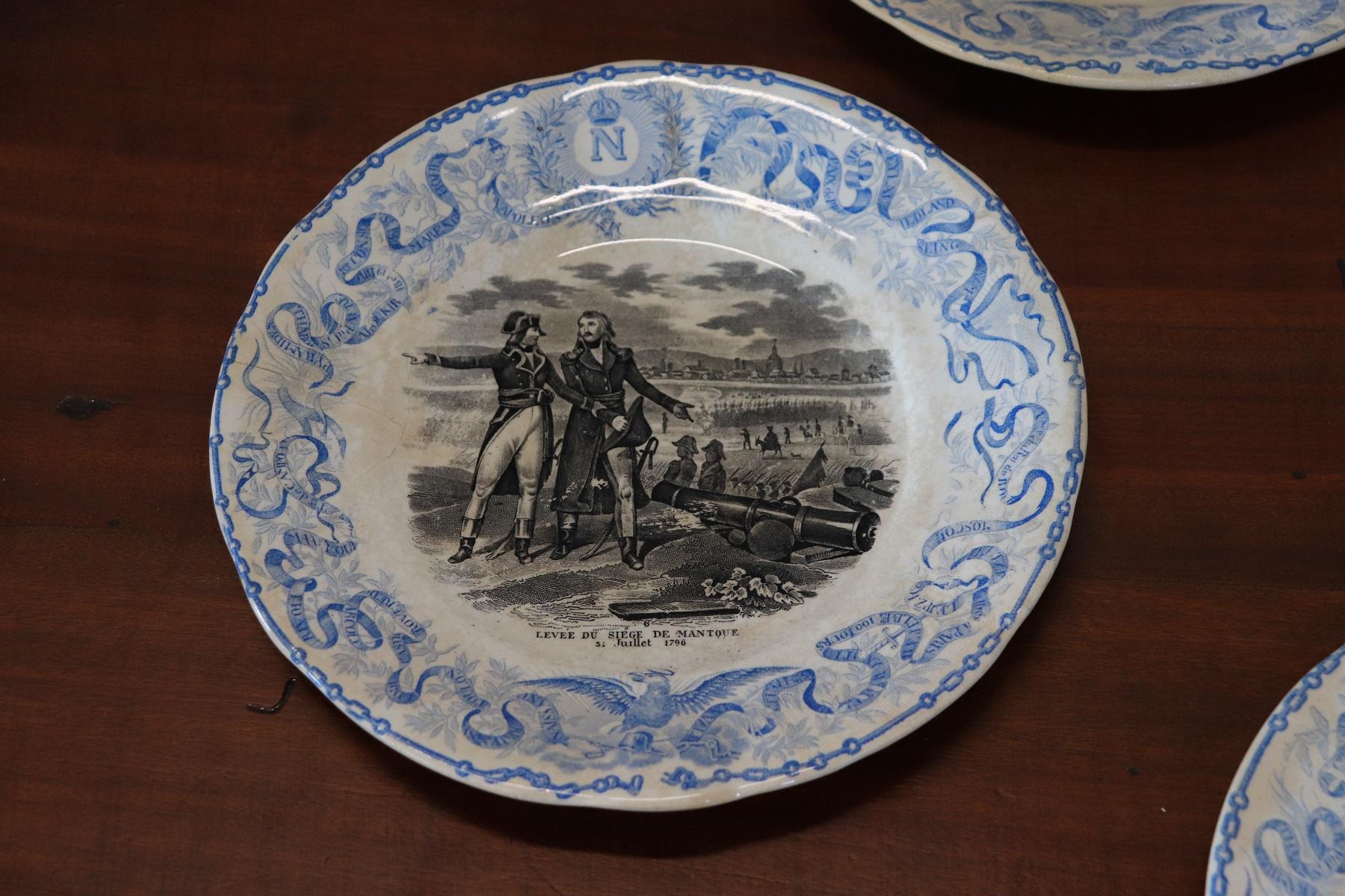 19th Century French Hand Painted Six Ceramic Plates with the Stories of Napoleon 1
