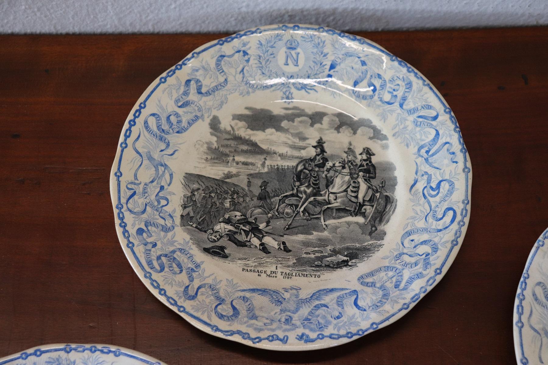 19th Century French Hand Painted Six Ceramic Plates with the Stories of Napoleon 2