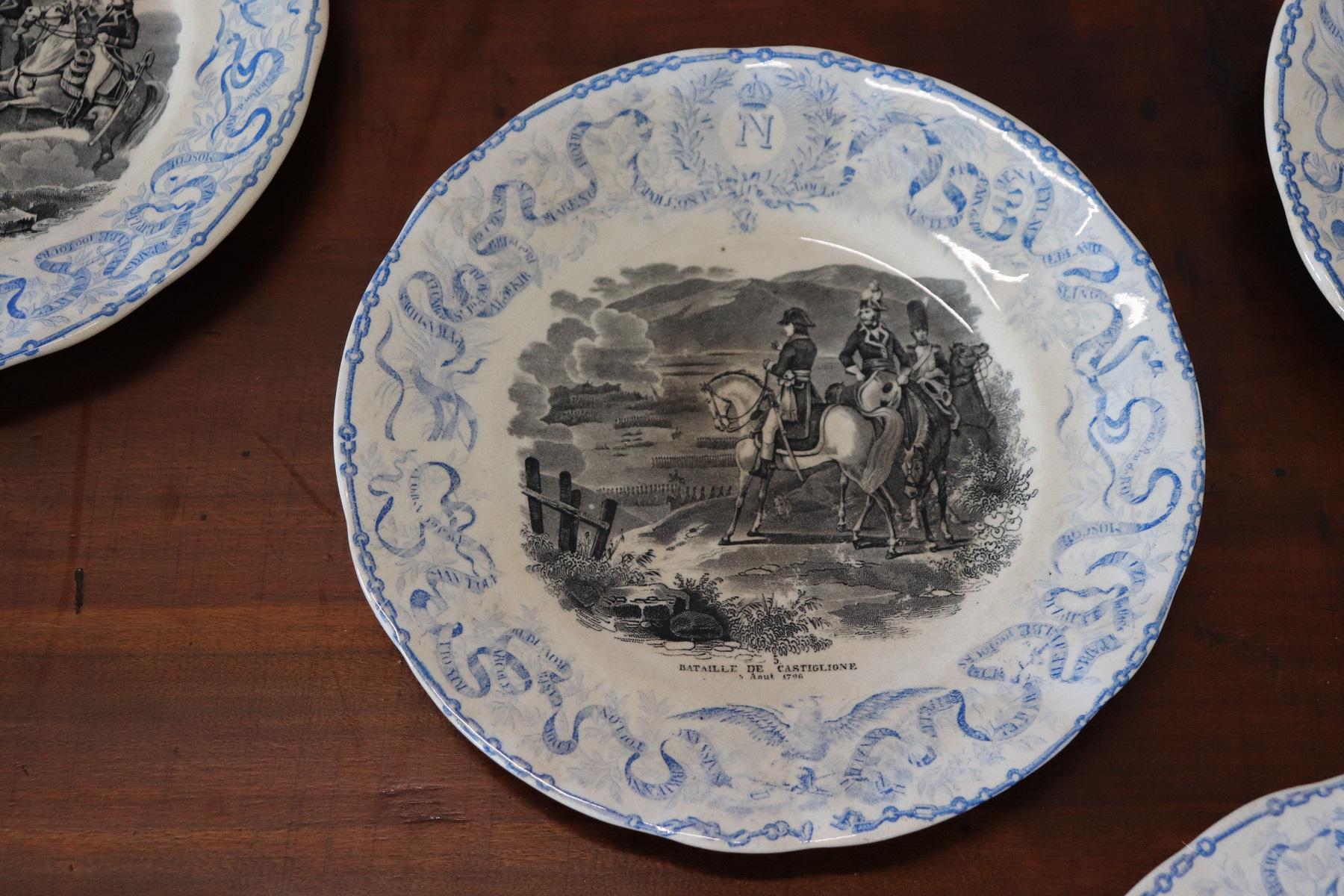 19th Century French Hand Painted Six Ceramic Plates with the Stories of Napoleon 3