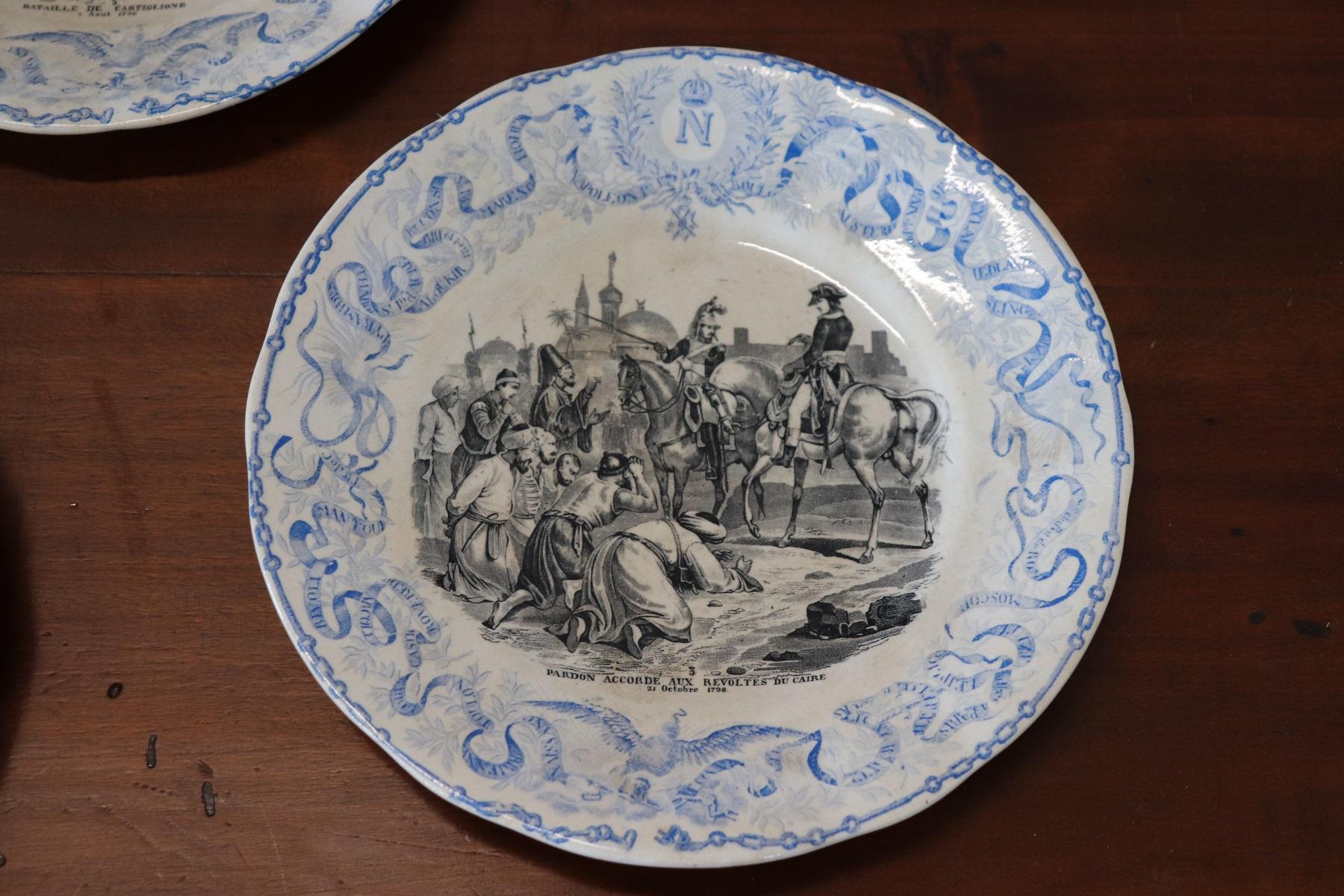 19th Century French Hand Painted Six Ceramic Plates with the Stories of Napoleon 5