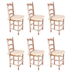 Antique 19th Century French Hand Painted Six Dining Chairs in Provincial Style