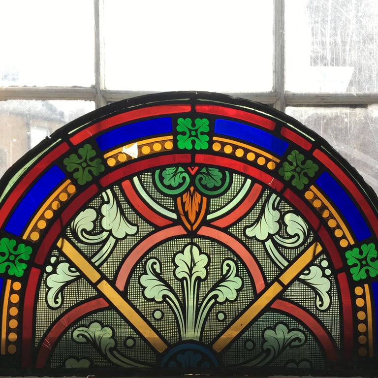 19th Century French Hand Painted Stained Glass Panel For Sale at 1stDibs