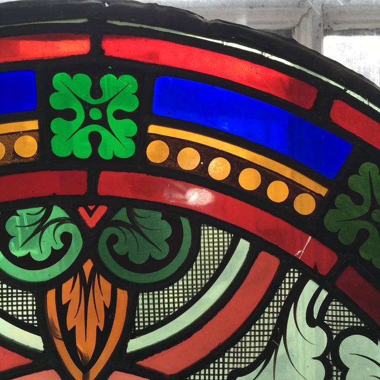 19th Century French Hand Painted Stained Glass Panel For Sale at 1stDibs