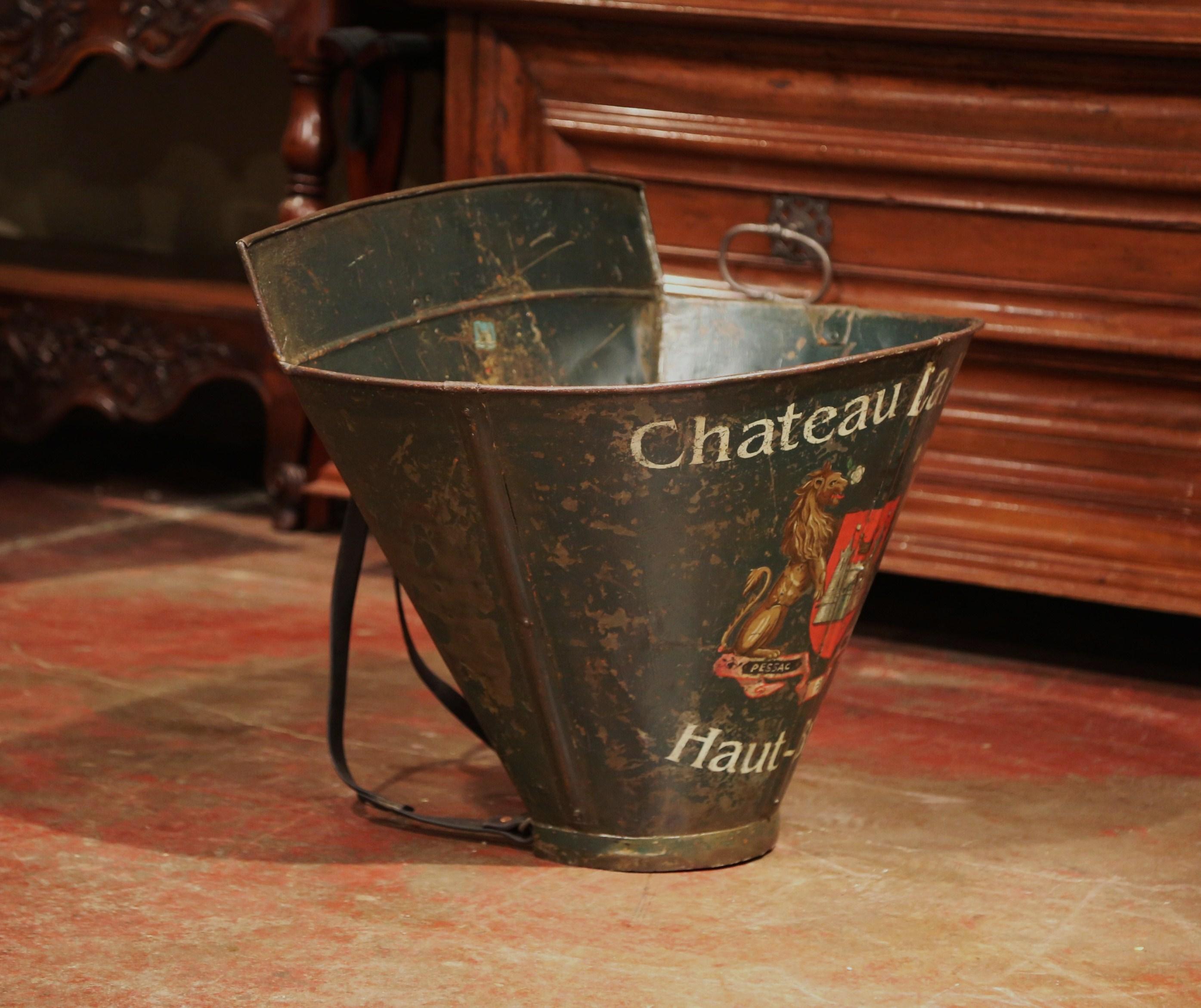 Patinated 19th Century French Hand Painted Tole Grape Basket 