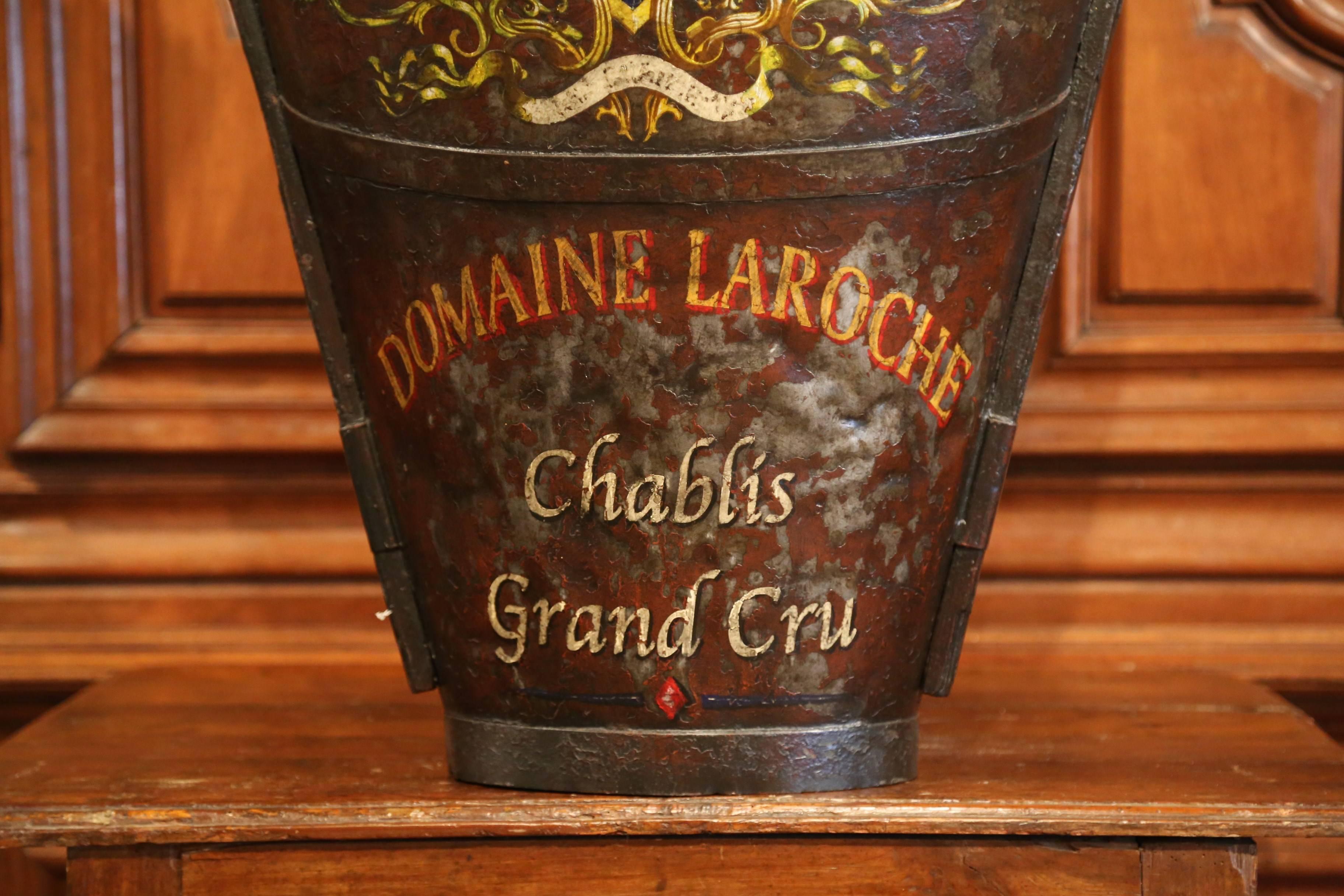 Hand-Crafted 19th Century French Hand-Painted Tole Grape Basket from Burgundy