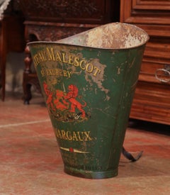 19th Century French Hand Painted Tole Grape Basket from Bordeaux Wine Region