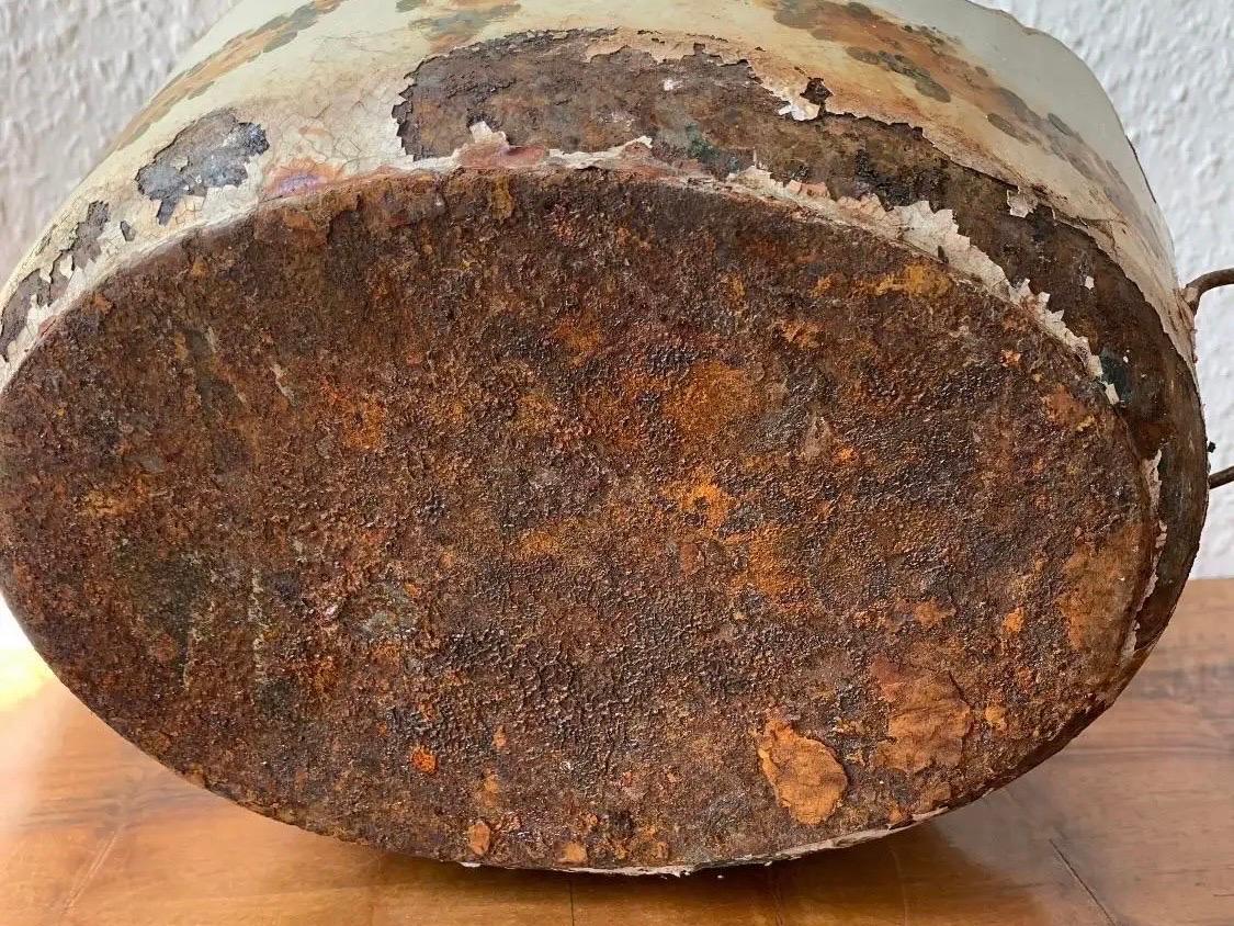 Metallo Jardiniere in toleware francese dipinto a mano del XIX secolo in vendita
