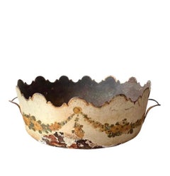 Jardiniere in toleware francese dipinto a mano del XIX secolo