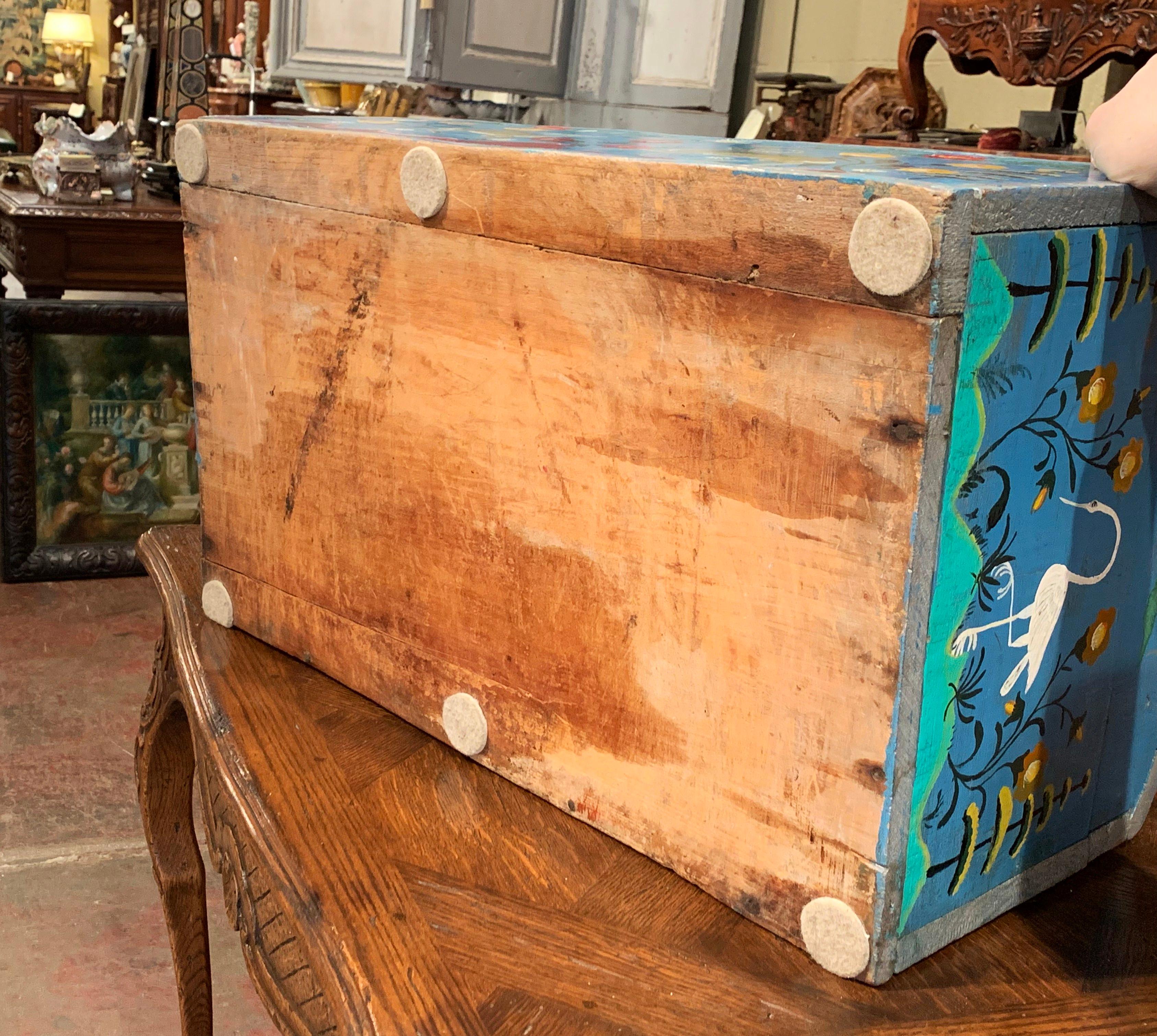 19th Century French Hand Painted Trunk with Rabbit and Deer Motifs from Normandy 3