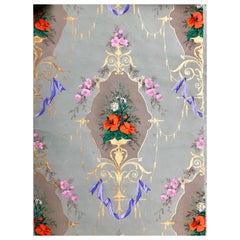 19th Century French Hand Painted Wallpaper, Second Empire Era, E. Muller Style