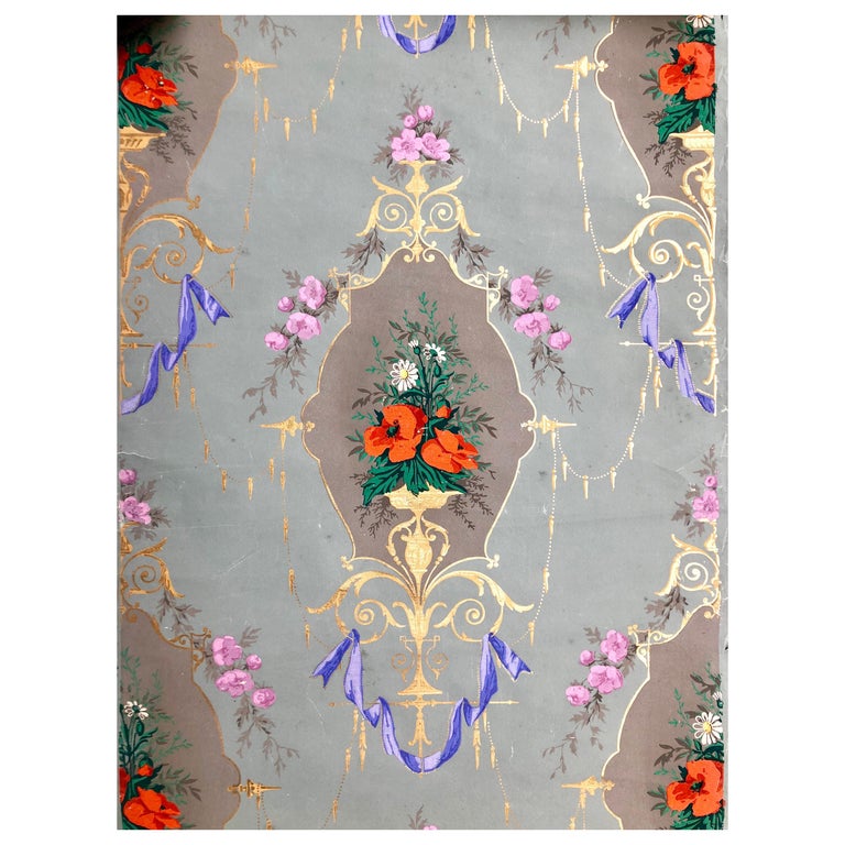 19th Century French Hand Painted Wallpaper, Second Empire Era, E. Muller  Style For Sale at 1stDibs | french empire wallpaper, the second empire is  at hand, 19th century french wallpaper