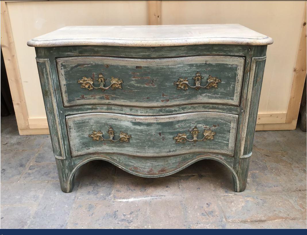 Victorian 19th Century French Hand Painted Wood Chest of Drawers, 1890s For Sale