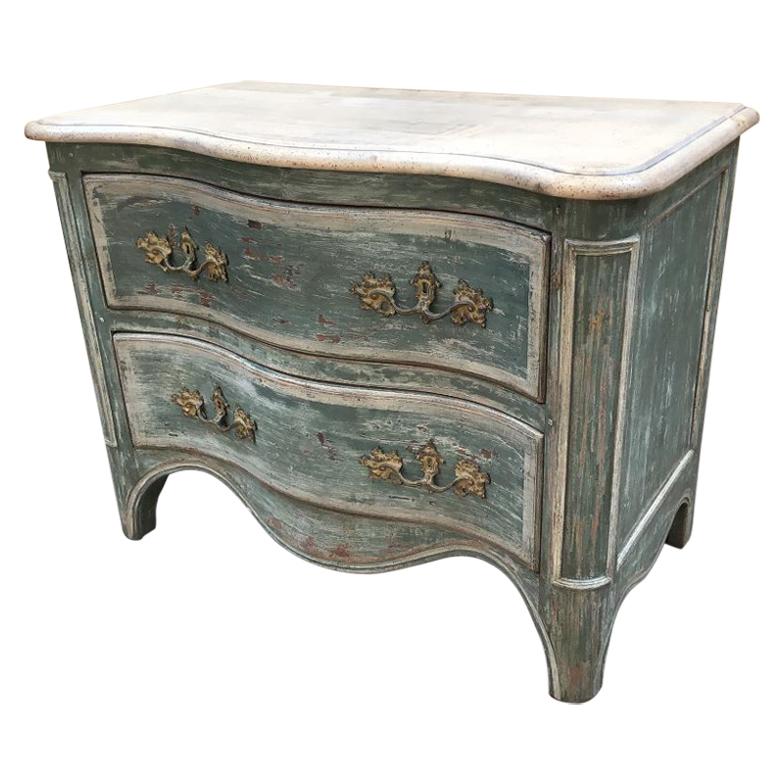 19th Century French Hand Painted Wood Chest of Drawers, 1890s For Sale